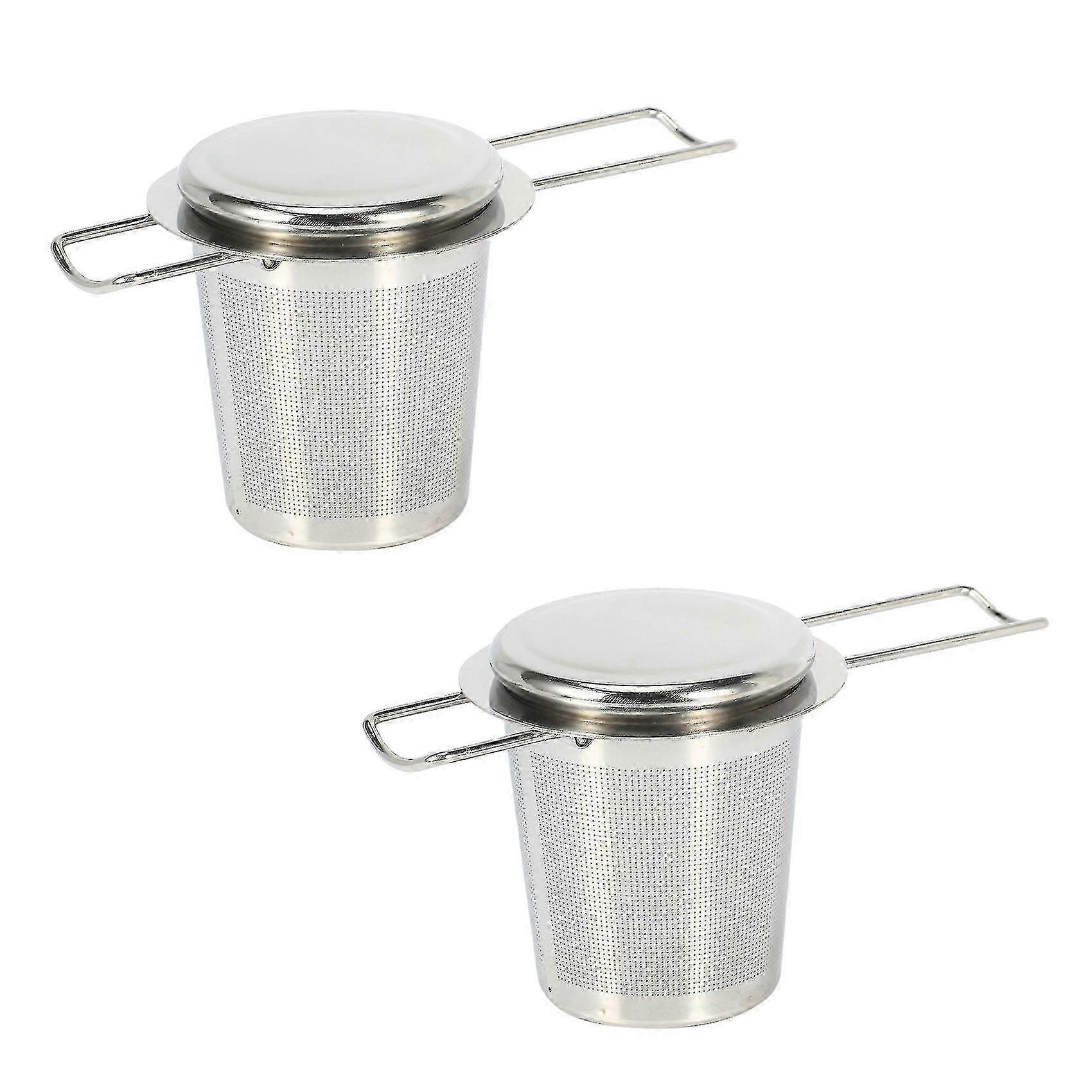 2pc Stainless Steel Tea Infuser with Long Handle, Reusable Folding Tea Strainer