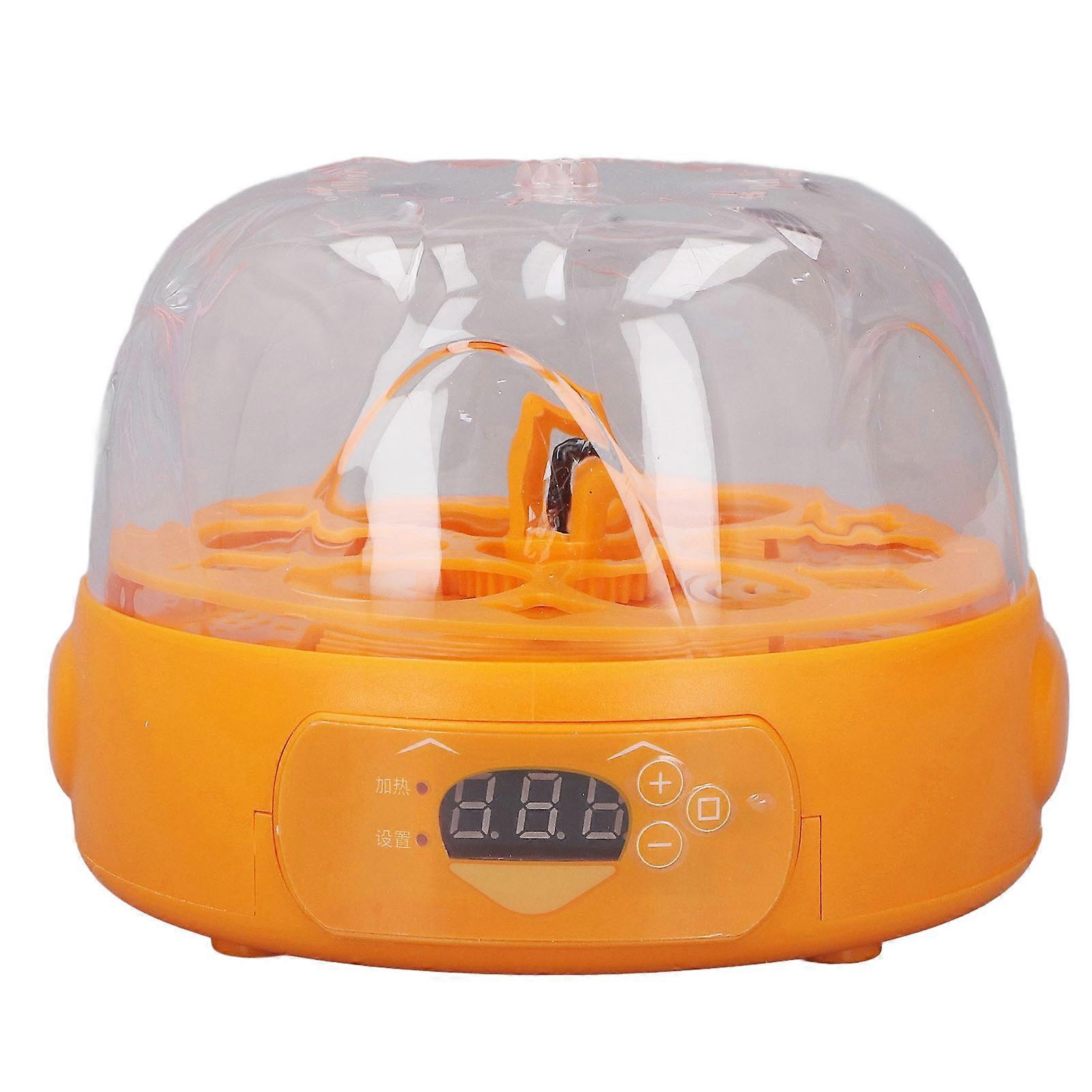 15W Egg Incubator 6 Eggs Digital Mini Fully Automatic Egg Incubator with Automatic Egg Turner for Hatching Chicken Duck Quail 100‑240V Yellow UK Plug