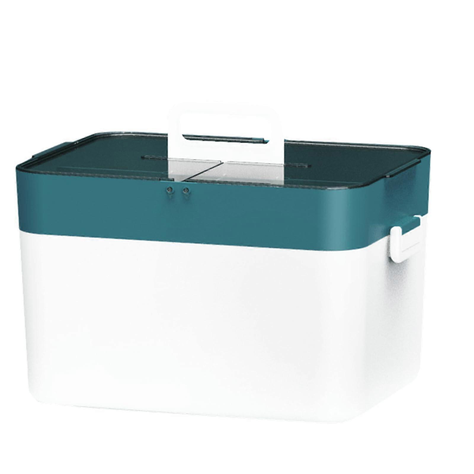 Storage Boxes with Lid Medicine Box Home Medicine Chest Portable Plastic First Aid Box Double Layer Storage Case Blue