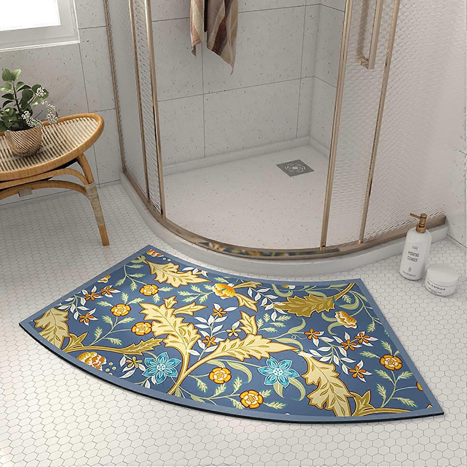 Curved Bath Mat, Corner Shower Mat, Soft SemiRound, NonSlip, 40x75cm