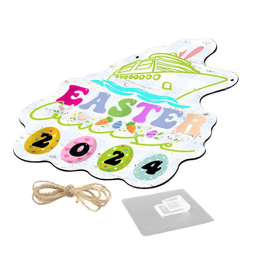 Wooden Hanging Plaque Easter Pendant Simple Style Home Decoration 20.00X18.50X0.50cm 1Pcs