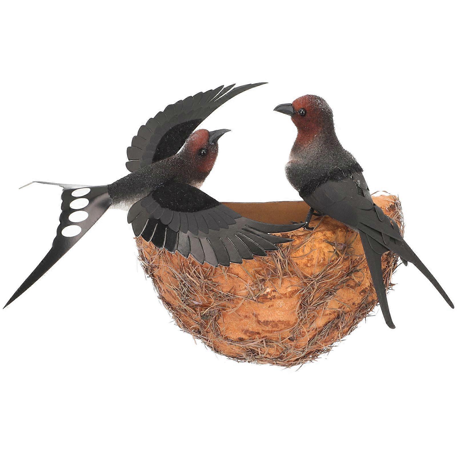 1 Set Simulation Swallow Nest Artificial Bird Figurine Bird Nest Wall Decoration for Farmhouse Garden Patio