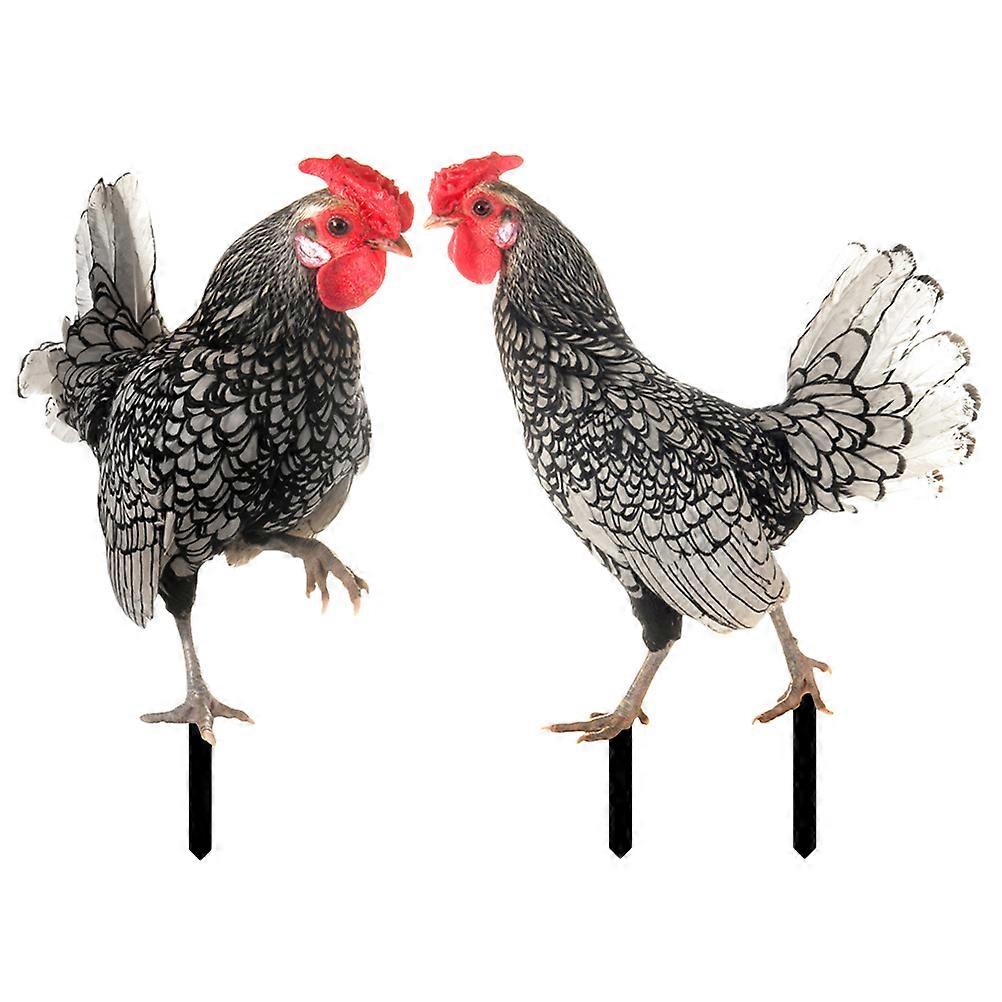 芝生の装飾屋外アクリル3Dチキンシェイプガーデンサインの外側2個