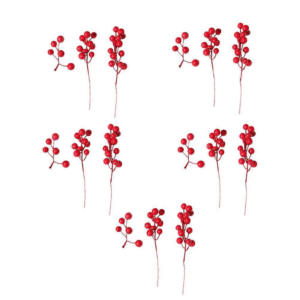 Artificial Berries Christmas Ornaments for Decoration 15Pcs Red Simulation Berries