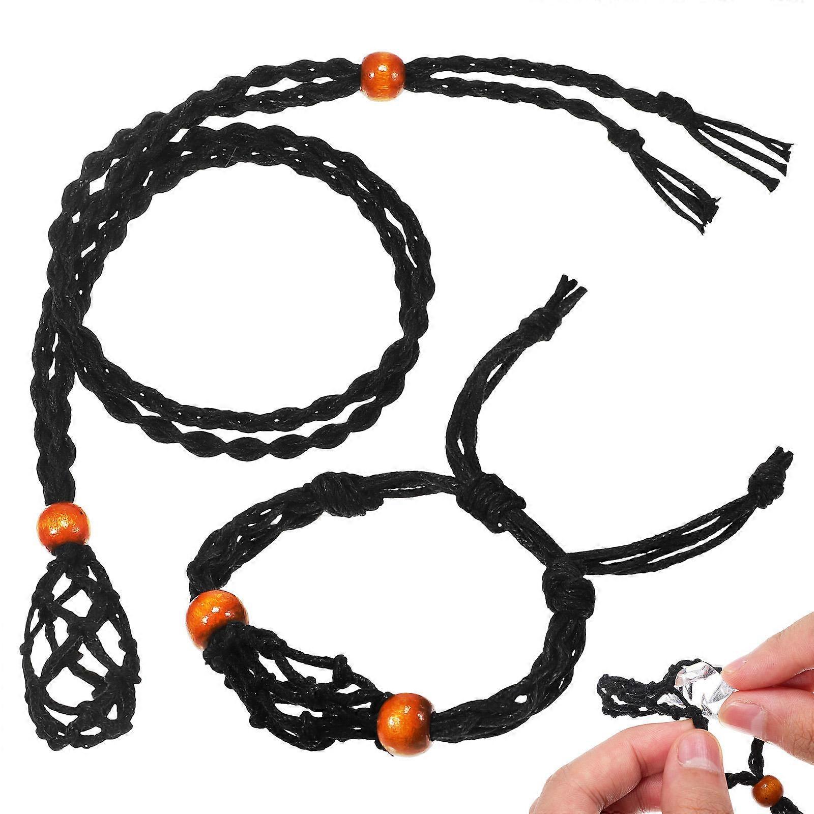 Handmade Crystal Holder Necklace Classic Solid Color 2Pcs