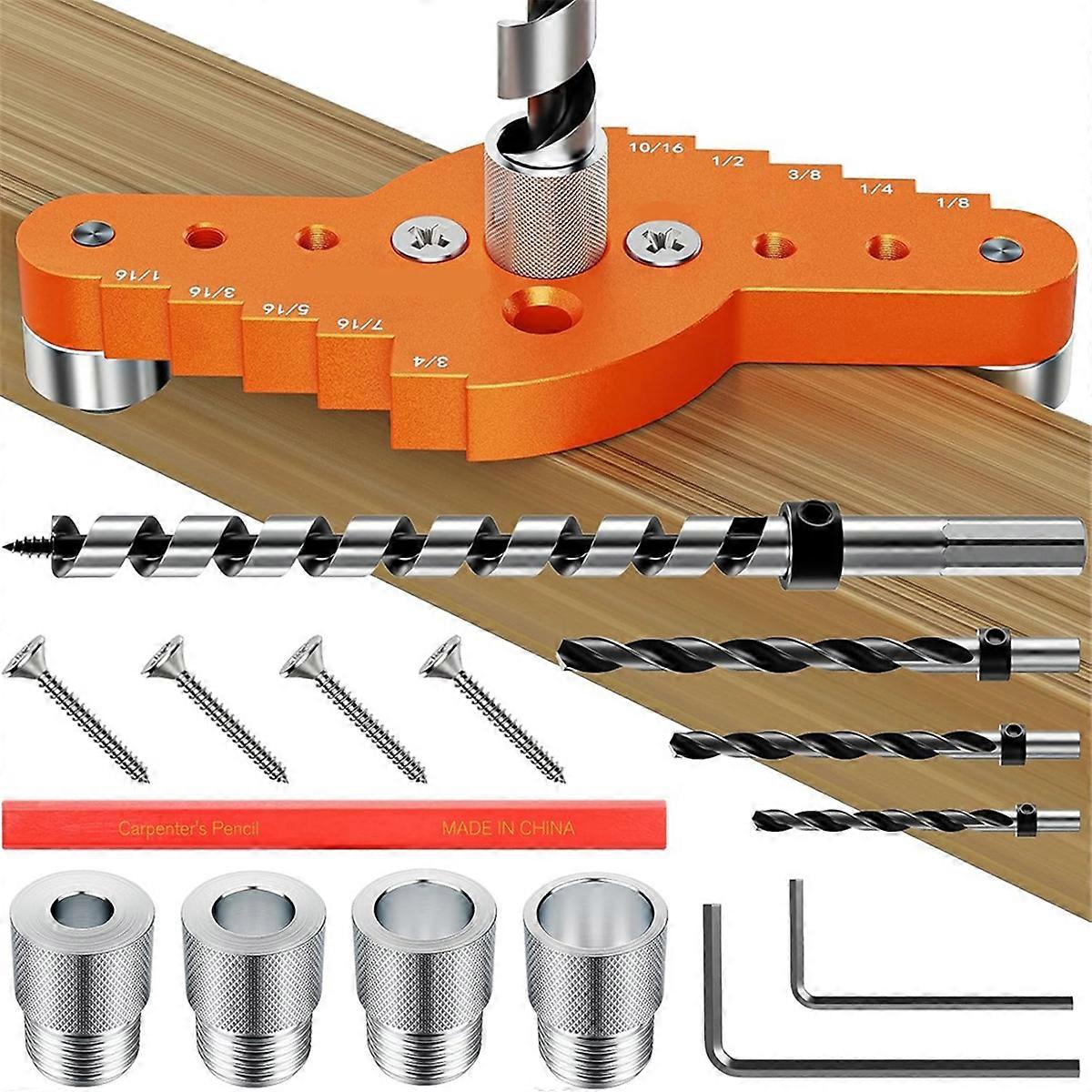 Dowel Clamp Kit for Shelf Brackets with 1/2 X 12 Inch Drill Bit for Drilling Straight Holes for Mou