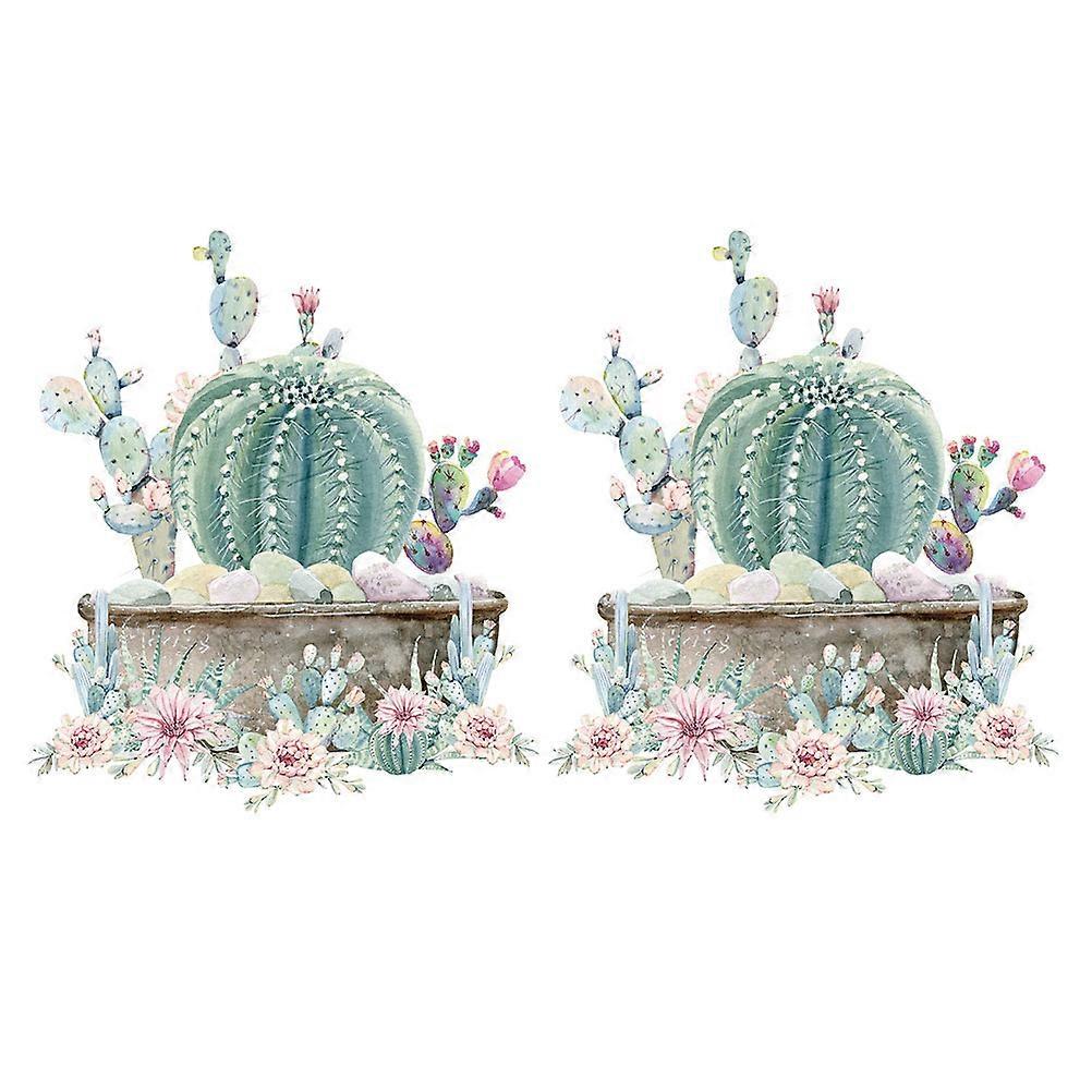 Wall Decals Cactus Wall Decals Art Room Decoration Removable Square PVC 2Pcs