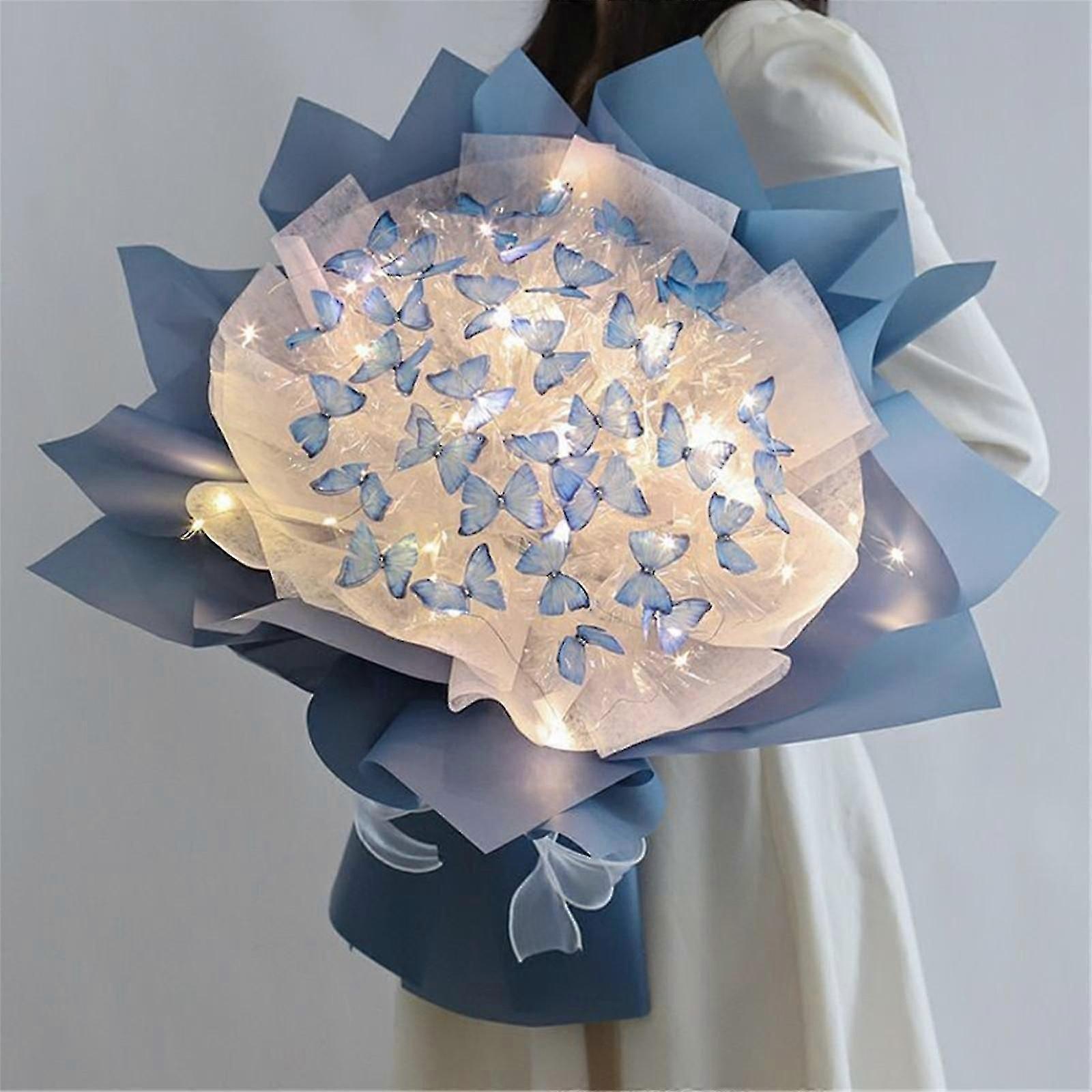 Noul set cadou buchet de flori 33pc fluturi cu lumină led Idei grozave de cadouri pentru Ziua Îndrăgostiților, ziua de naștere, aniversare, logodnă