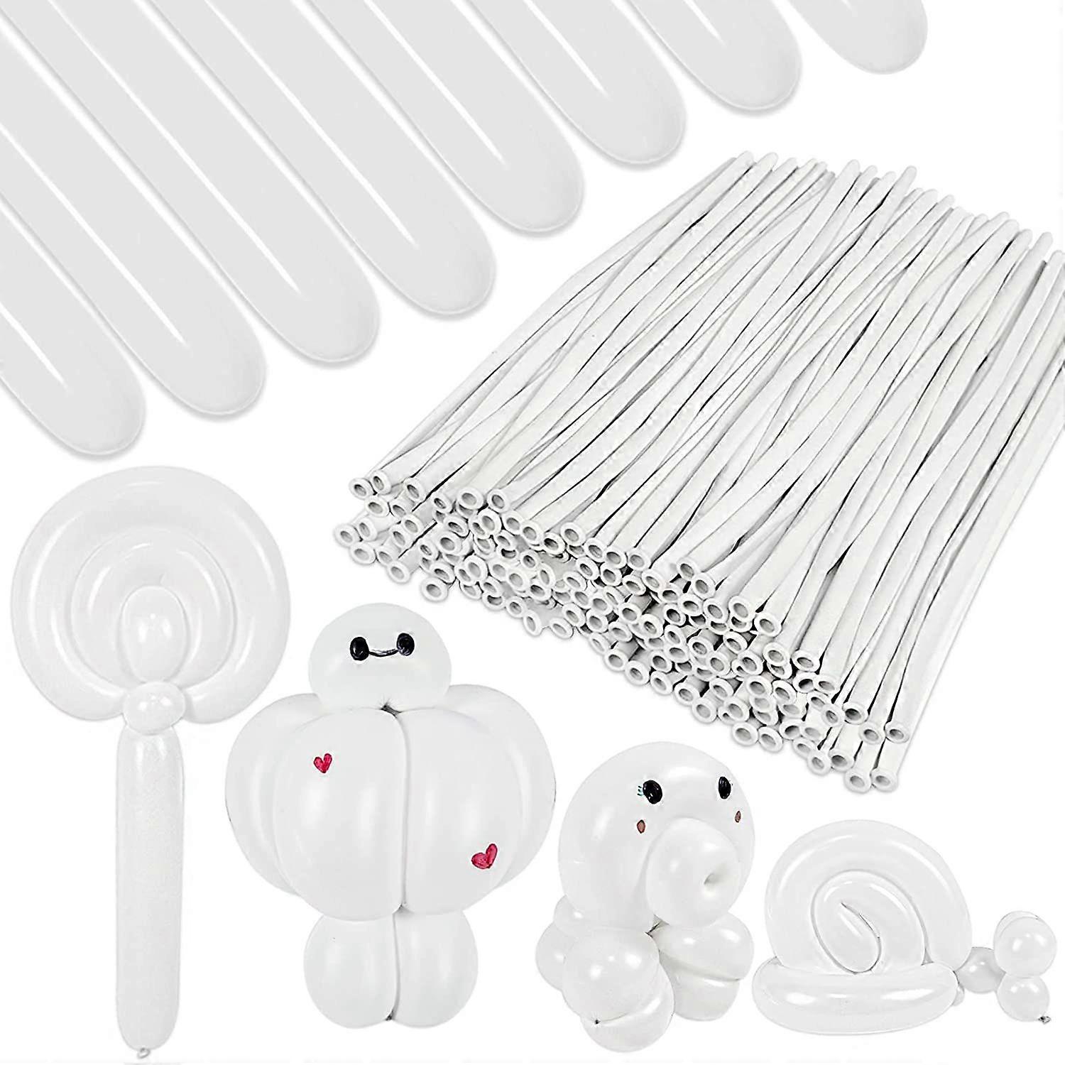 ロングバルーン、動物の形、誕生日、ピエロ、ガーランドホワイト100個パック用のプレミアム260Qツイストバルーン - -