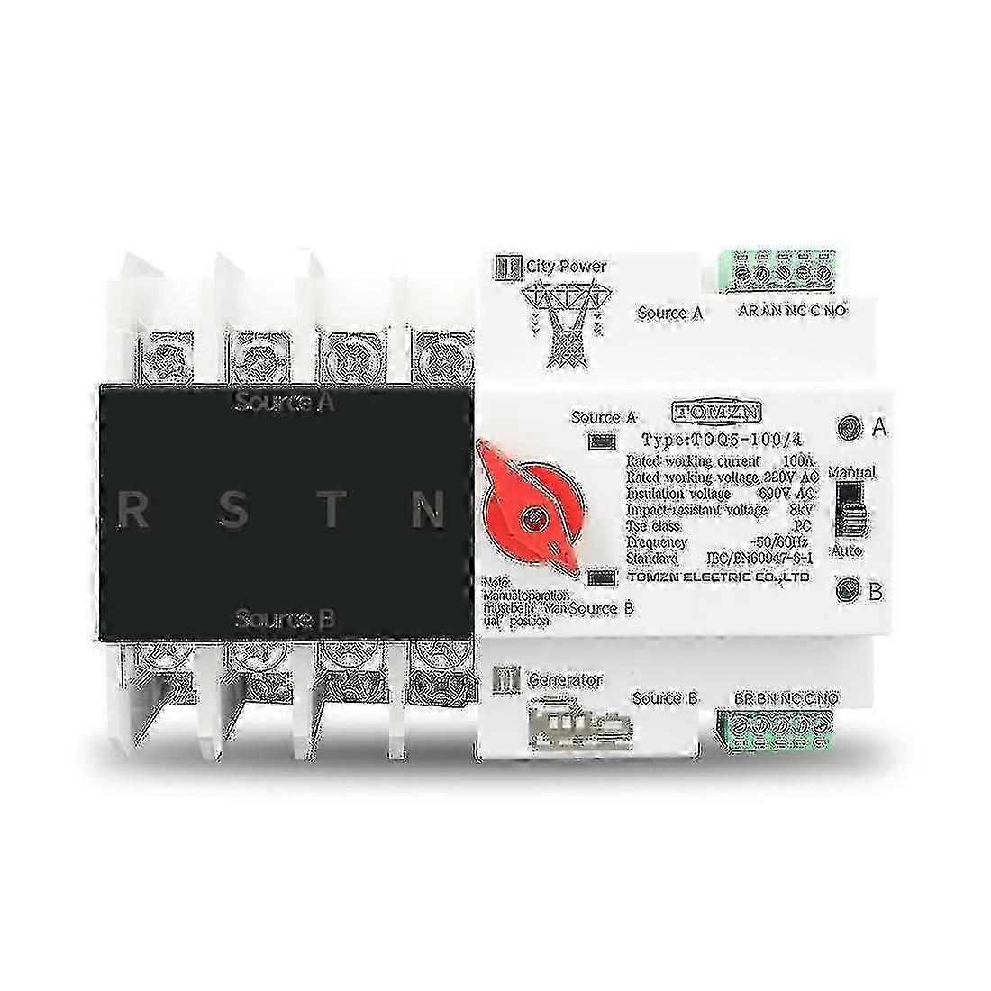 Tomzn Din Rail 4p ATS Dual Power Automatischer Transferschalter Elektrische Wahlschalter Unterbrechungsfrei