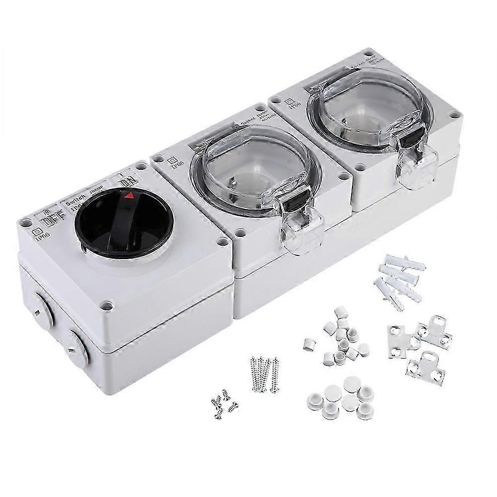 Waterproof IP66 Electrical Socket Plug Outdoor Power Outlet with On Off Switch(250V DE Plug)