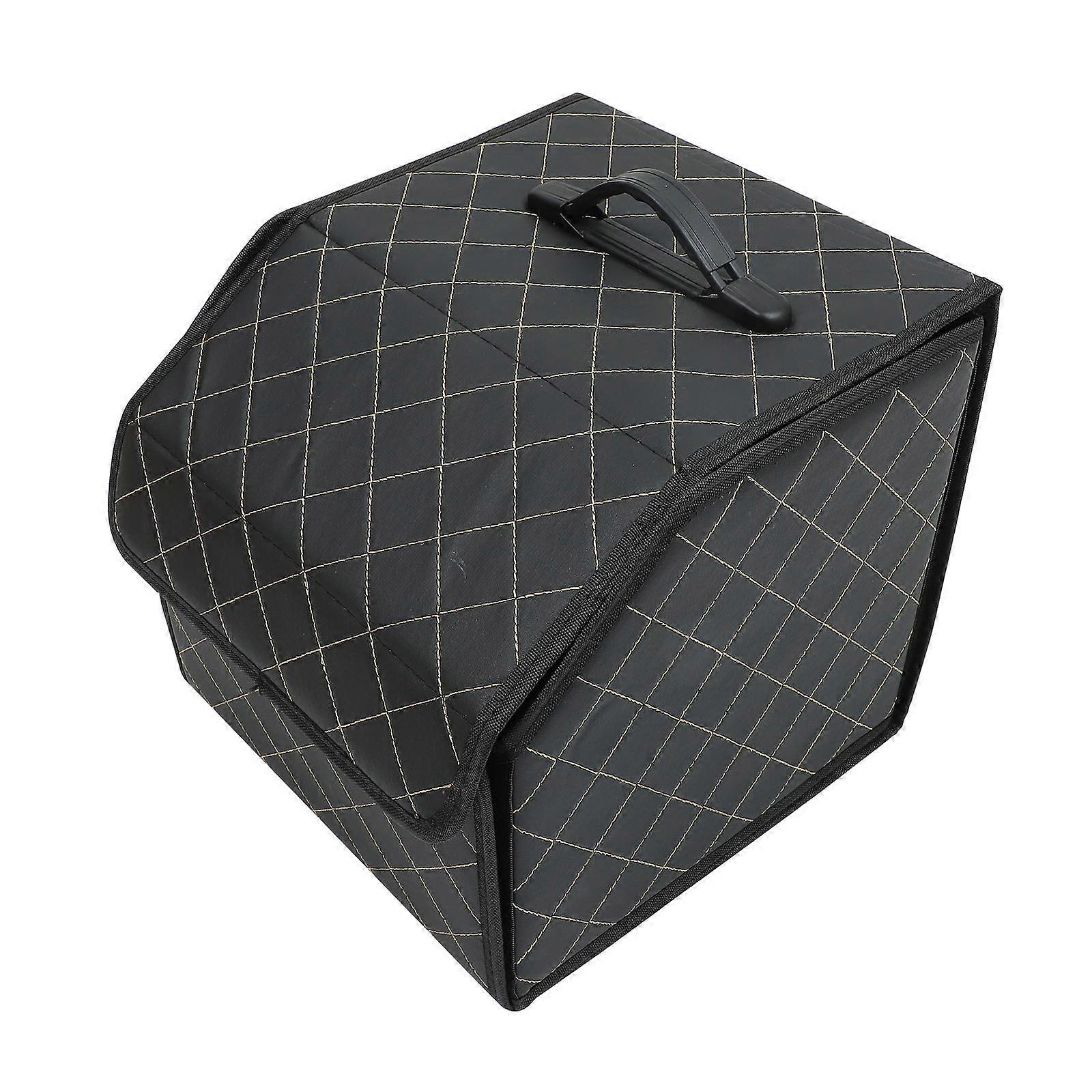 Black Car Trunk Organizer Storage Box with PU Material for Car Use Foldable Design 7.8x5.9 Inches