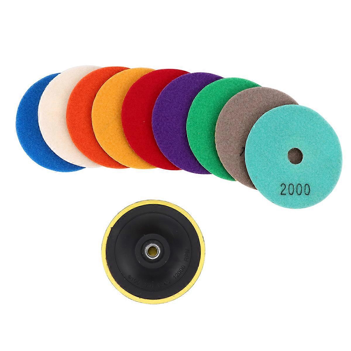 Hand Polishing Pad Diamond Hand Polishing Pads for Concrete Glass Marble Stone Polishing Assorted Color 10Pcs