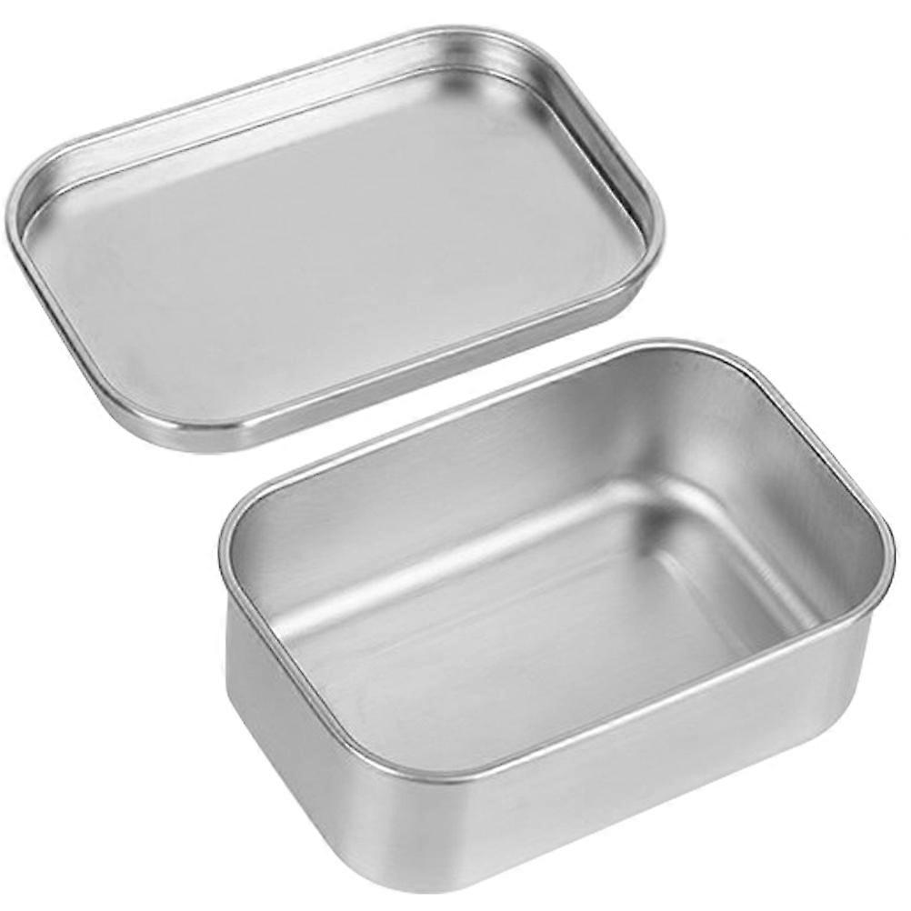 Food Storage Containers Rectangular Preservation Box Office Lunch Silver 17.5X12X6.5CM Sealed 1Set