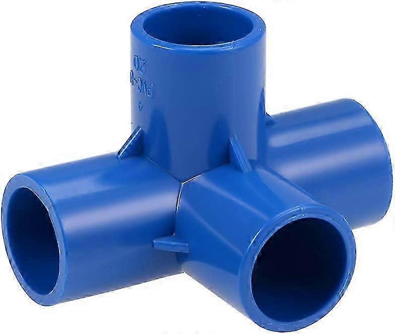 Set of 2 - 20mm High-Quality PVC Four-Way Elbow Connector in Blue Color for Furniture Use
