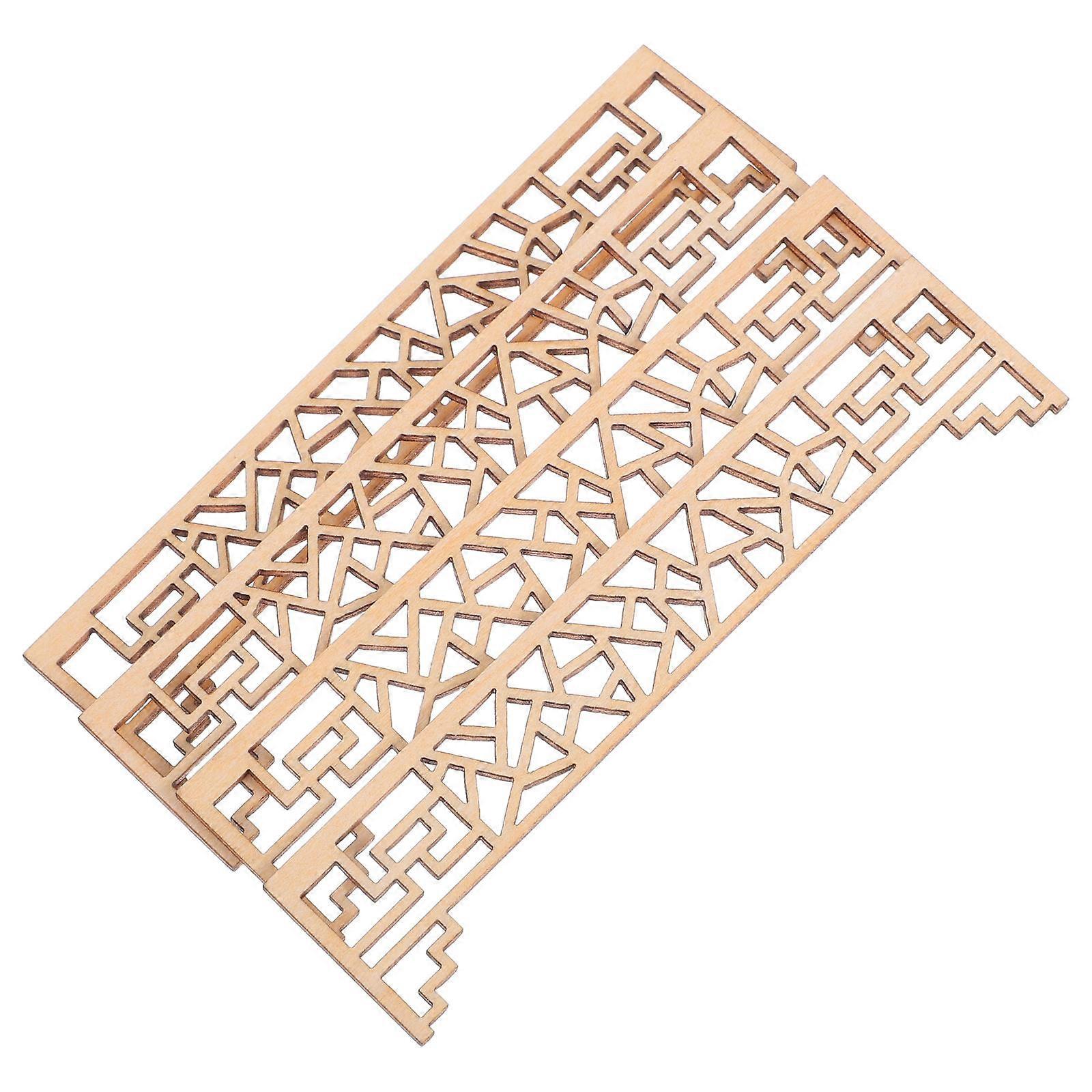 4pcs Hand Carved Miniature Wooden Onlays for Dollhouse Decoration – Corner Appliques for Table Models, Crafts & DIY Creative Projects – Family