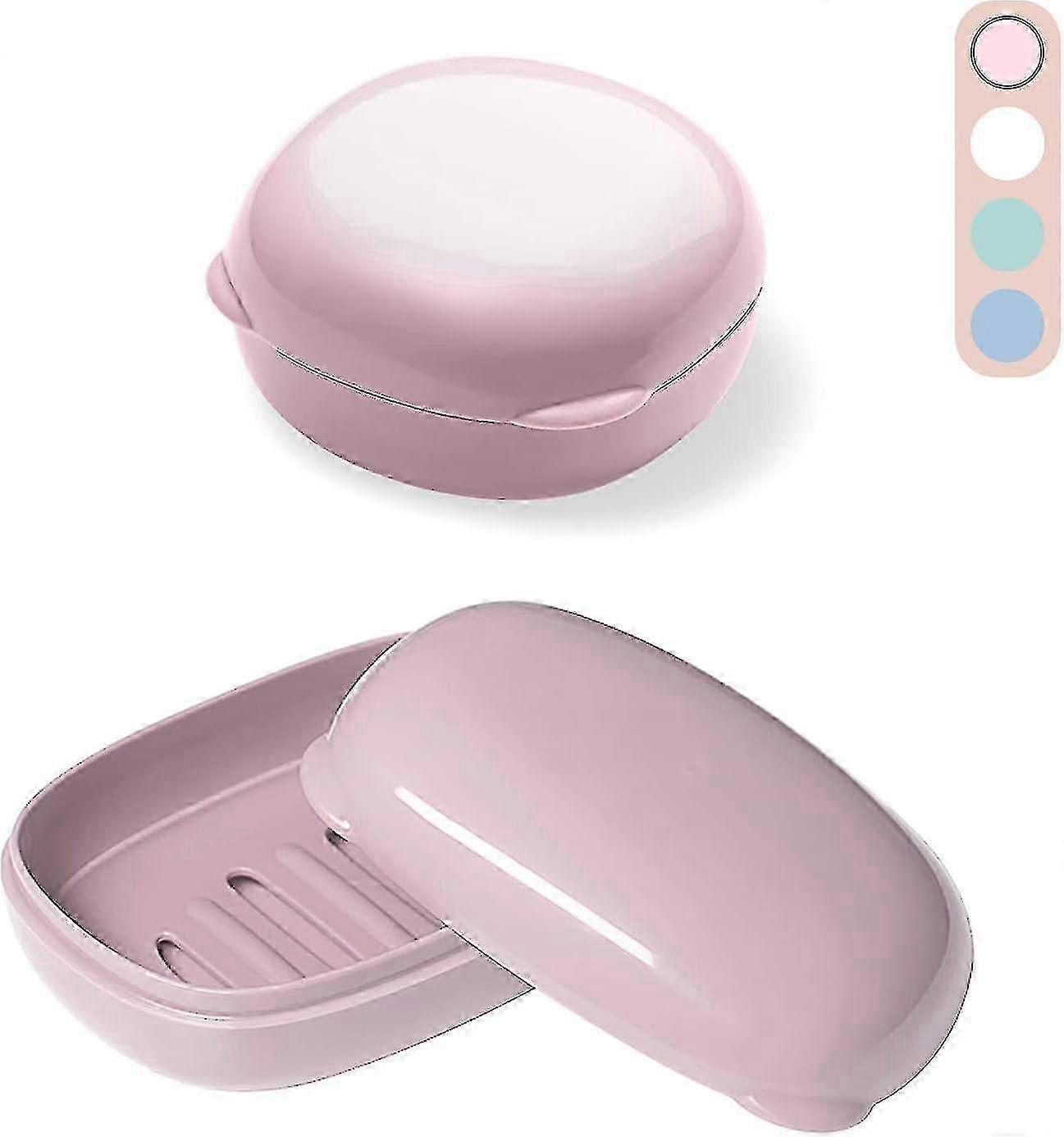 Travel Soap Dish with Lid and Drain for Various Activities (Pink)