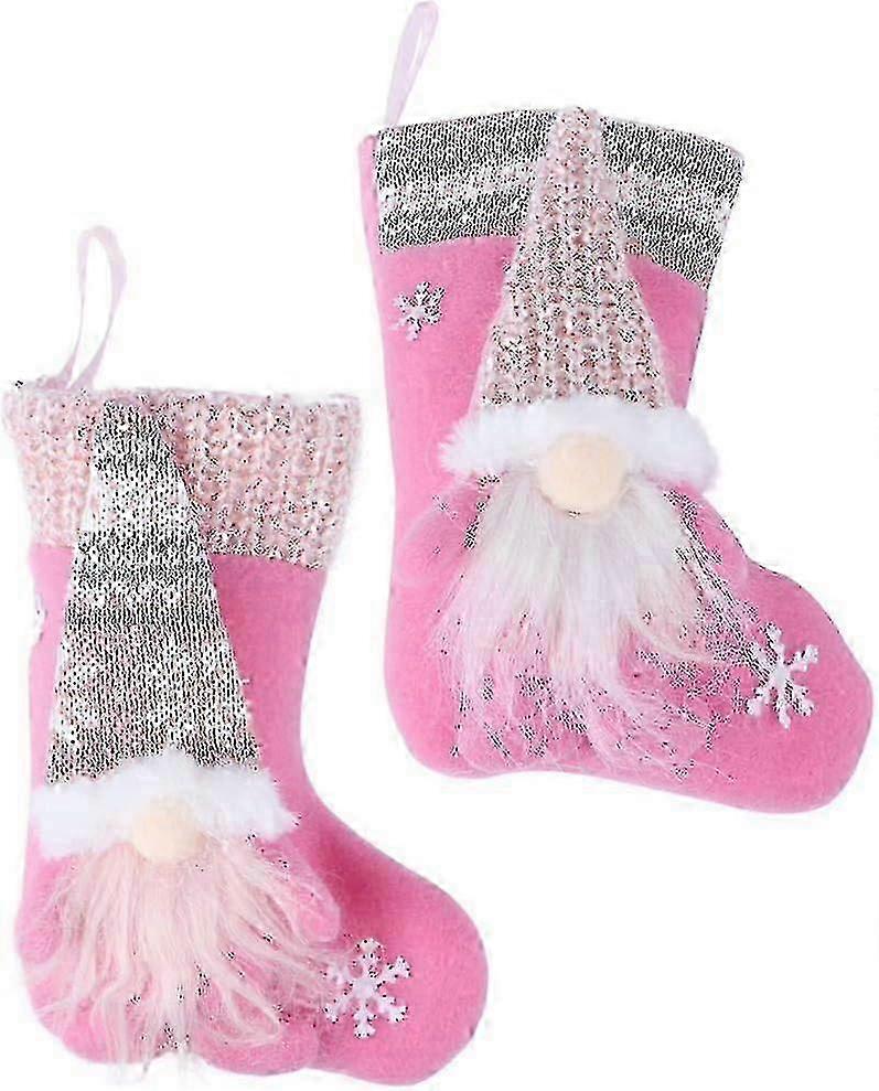 Set of 2 Plush Hanging Christmas Stockings