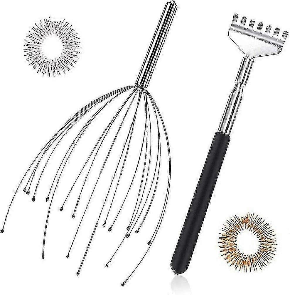 Head Massage Spider And Back Scraper, Head Massager With 20 Fingers Compatible With A Pleasant Massage, Head Crawler Head Scraper Set With Finger Mass