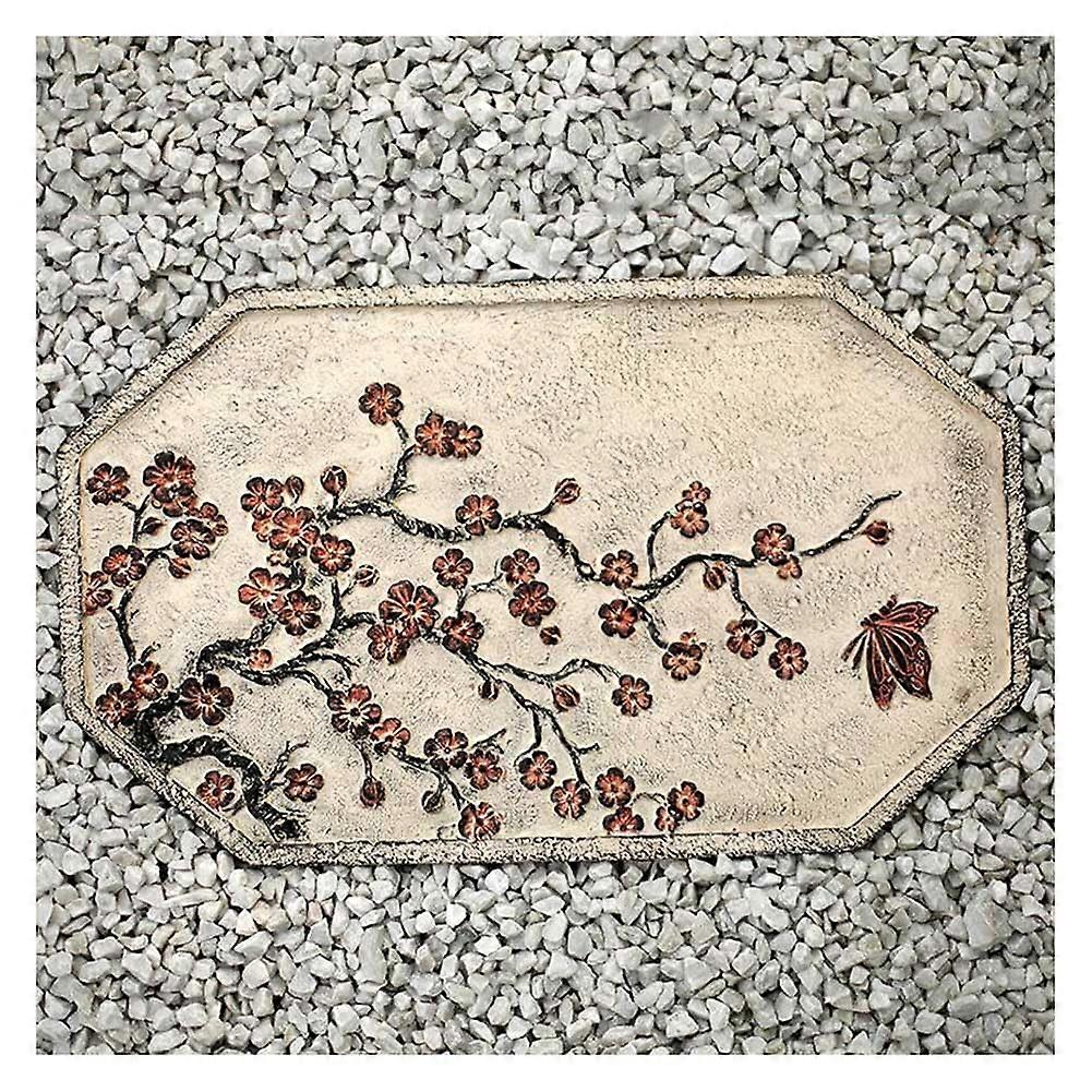 Rectangular Garden Stepping Stone Set,  Chinese Style, NonSlip for Courtyards (Plum Blossom, 45x27x2.5cm)