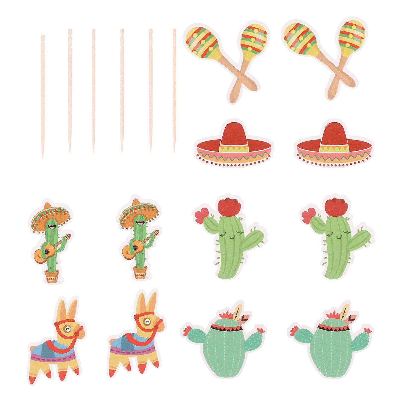 Festival Dessert Toppers Assorted Color Square Shape For Mexican Carnival 36Pcs