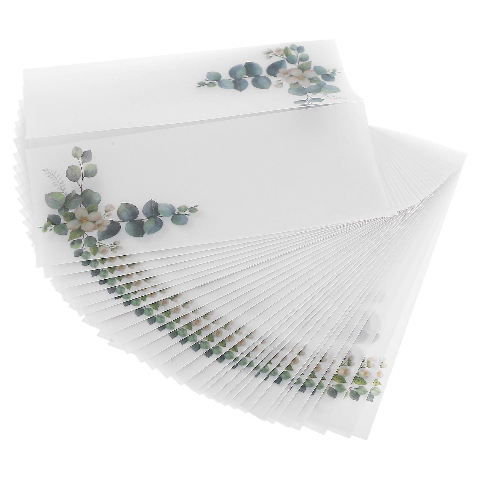 30ct Kraft Paper Envelopes with Leaf Pattern Liners | Self Sealing for Wedding Invitations, Greeting Cards, Office & School Projects