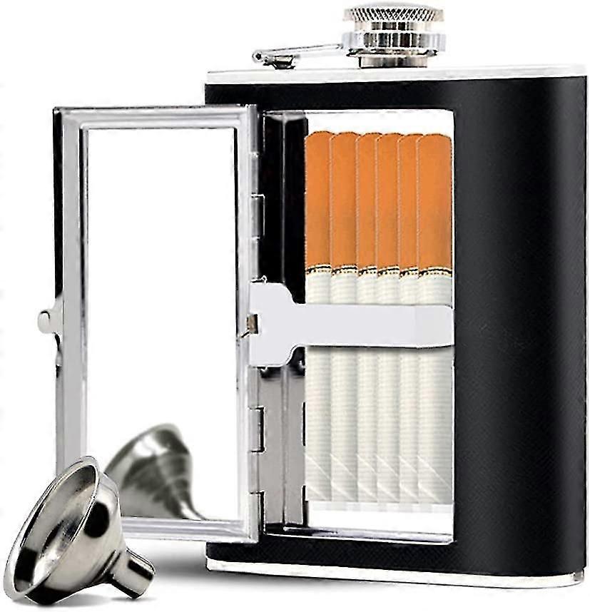 Stainless Steel Hip Flask, Leak-proof Hidden Flask With Cigarette Case