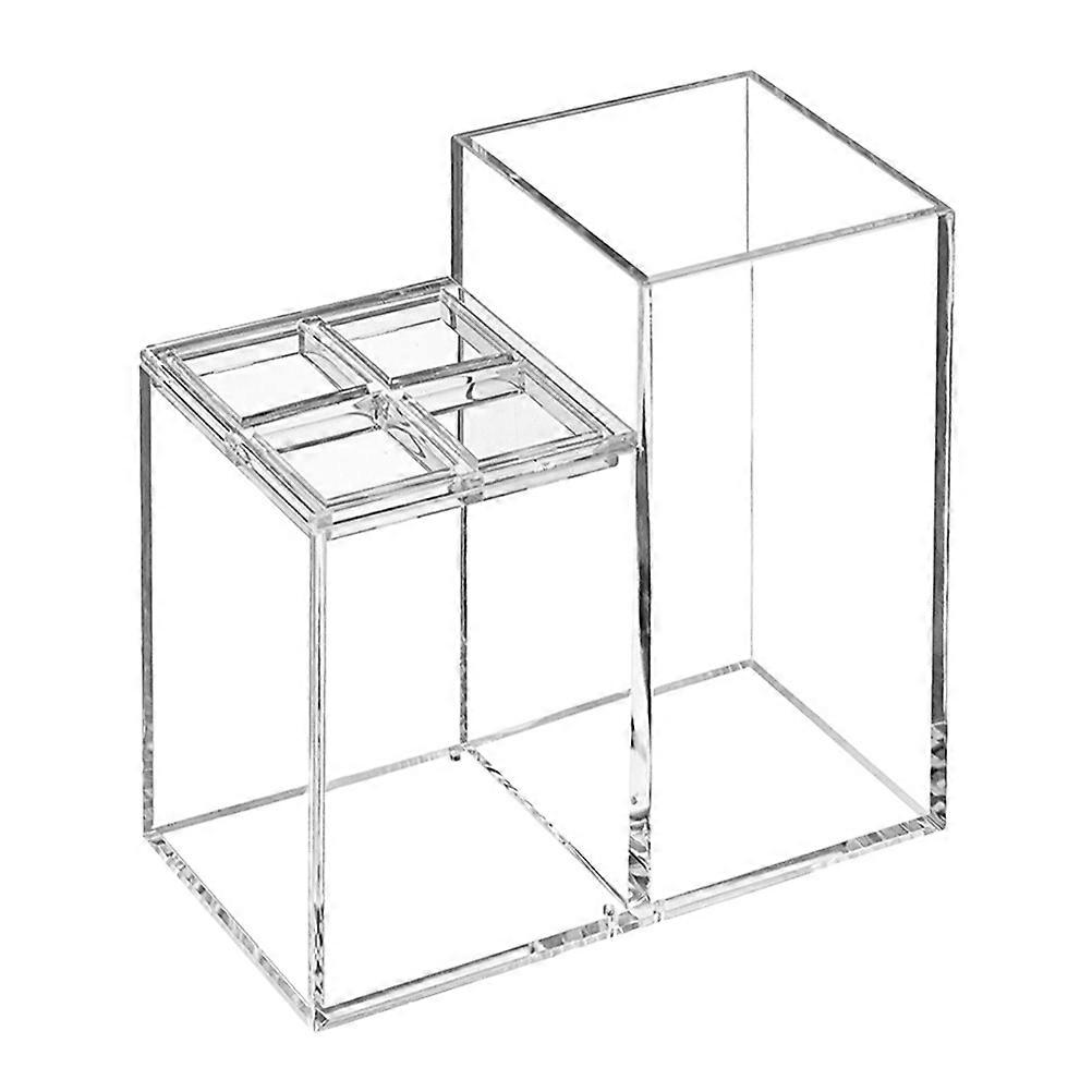 Transparent Multi Functional Acrylic Organizer for Toothbrushes, Toothpaste, Makeup Brushes & Pens – Compact Desktop Storage Solution for Neat Spaces