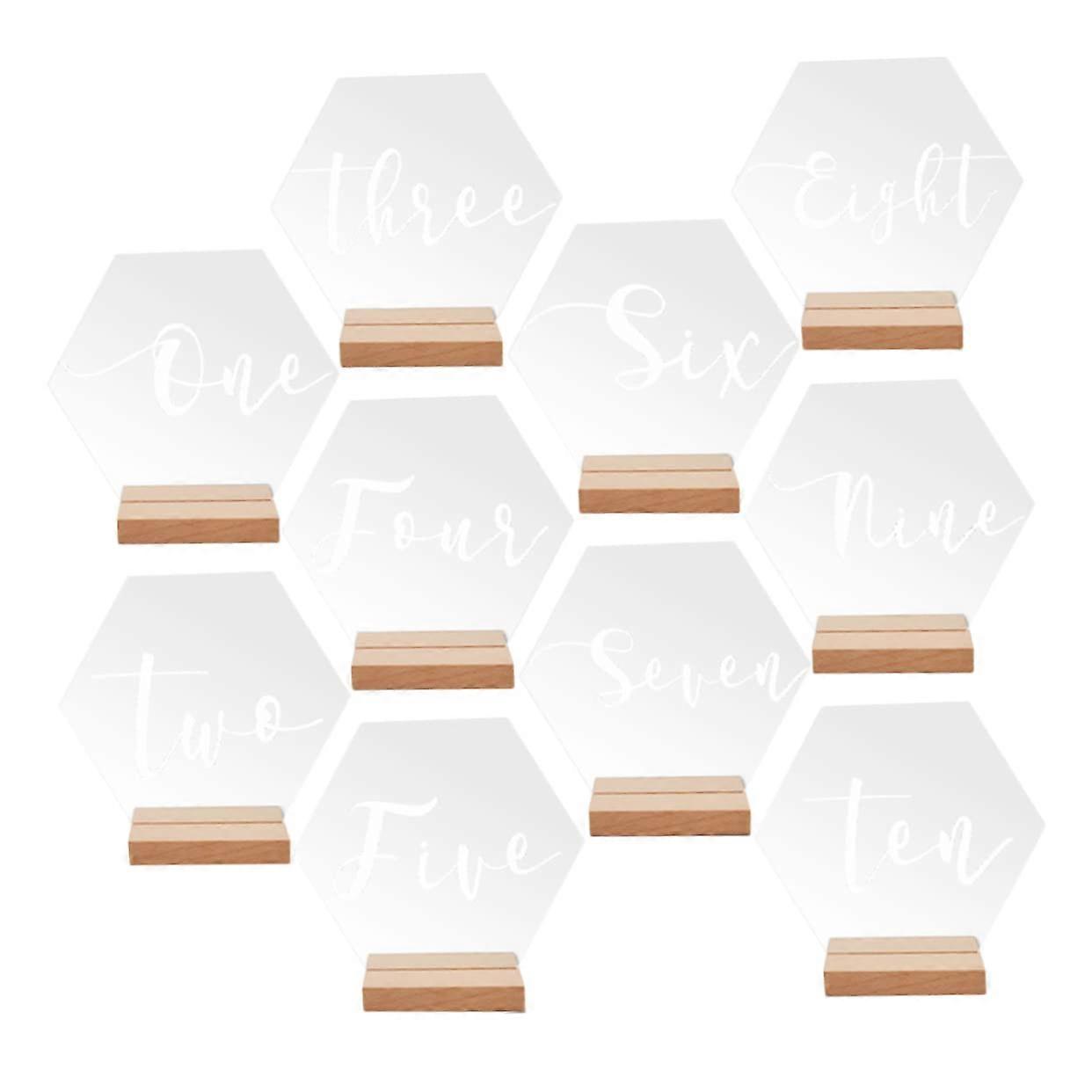10 Hexagonal Table Cards Wedding Table Numbers for Restaurants, Parties, Durable Scratch-Resistant Guest Place Cards