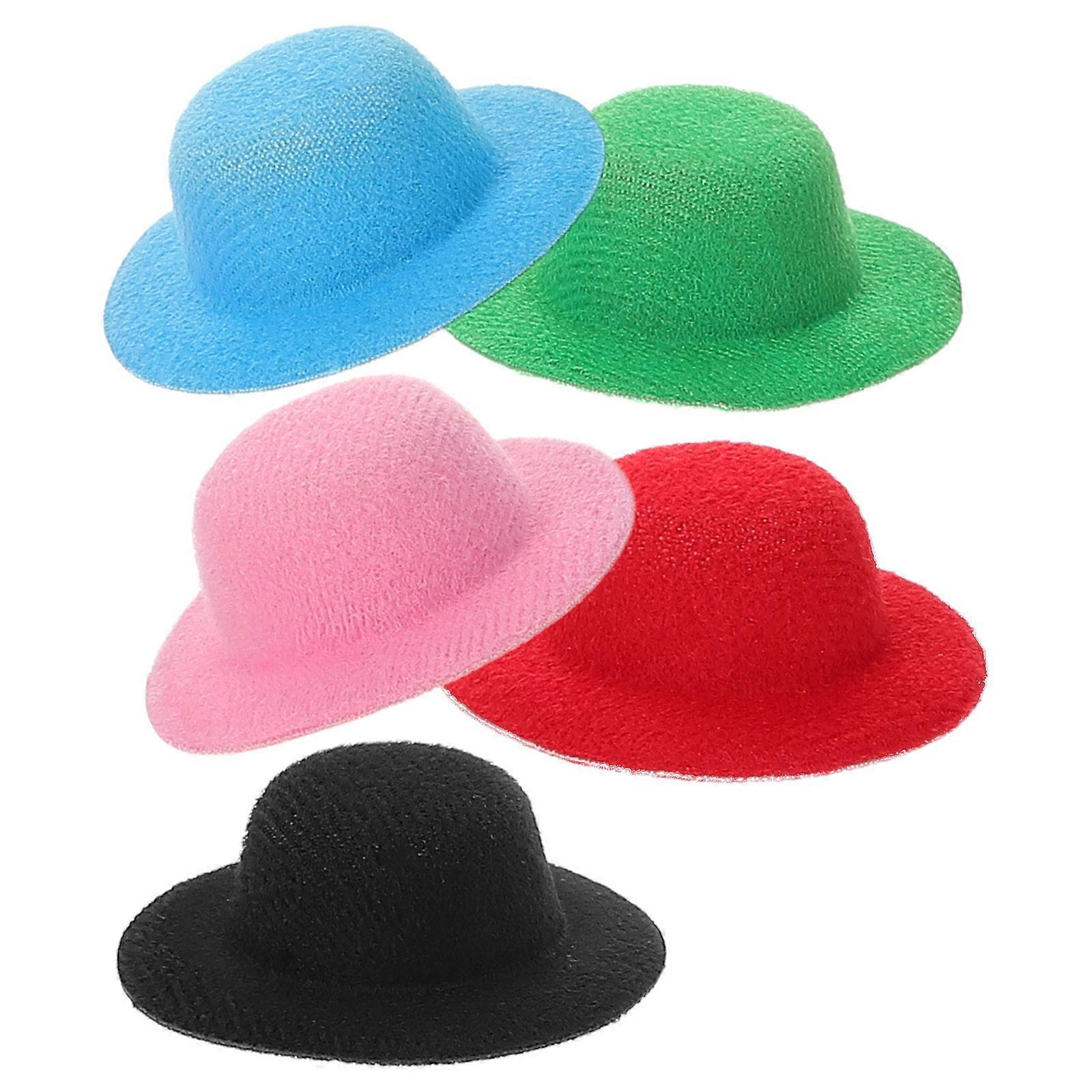 Mini Hats for Crafts 5Pcs Assorted Color Cloth Doll Decorative Hat for DIY Use DIY Versatility