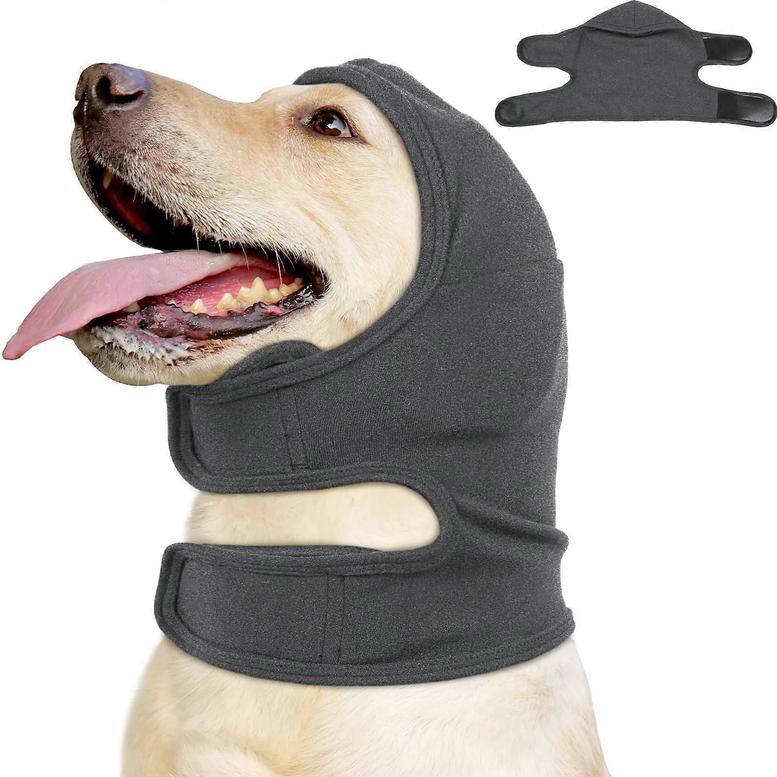 Calming Dog Ear Covers & Hoodie for Anxiety Relief, Adjustable Noise Reducing Wrap for Fireworks Grooming & Vet Visits, Soft & Secure Fit, Gray