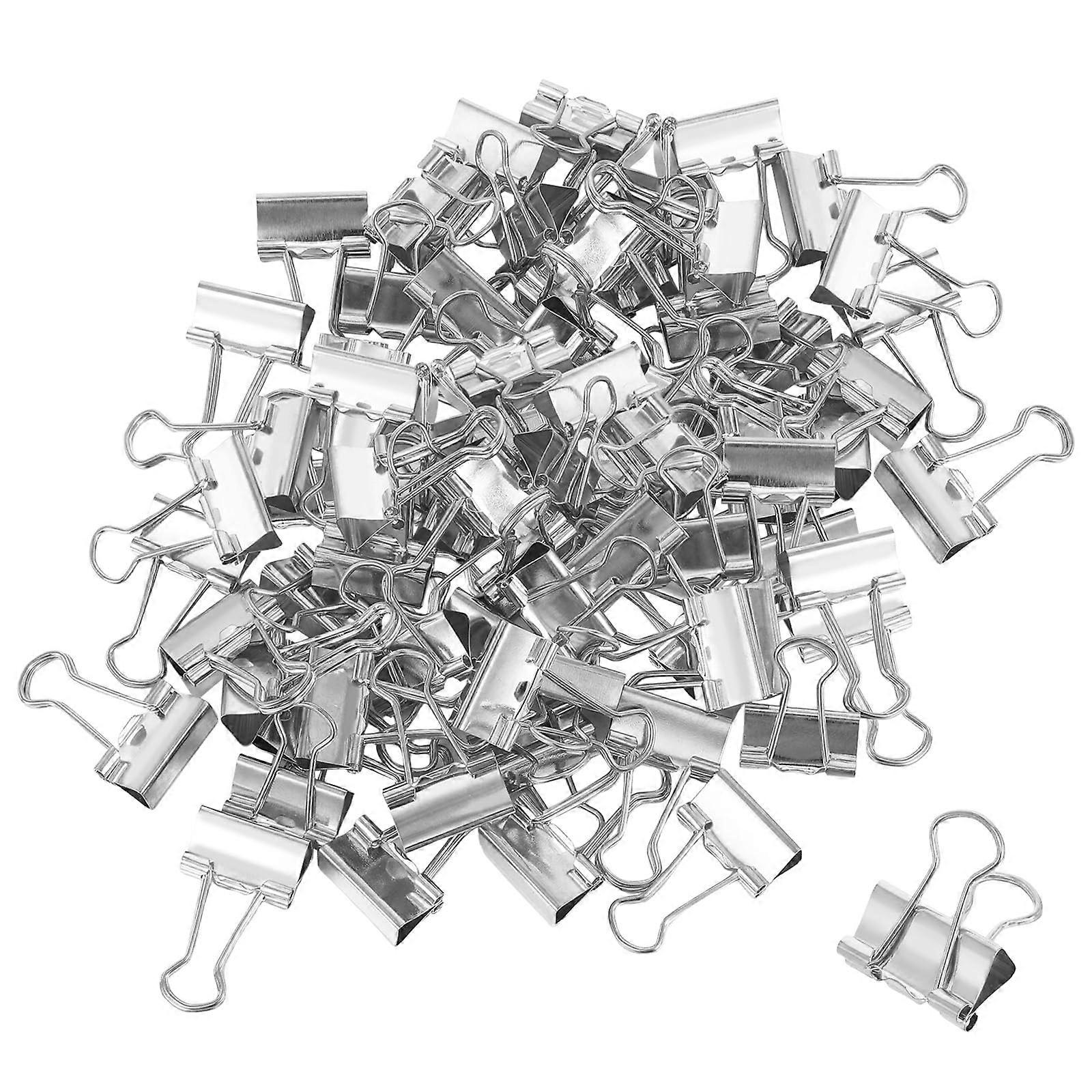 80piece Foldback Clips, 19 mm, Metal Paper Clips for Bags, Large Pattern Clips, Silver