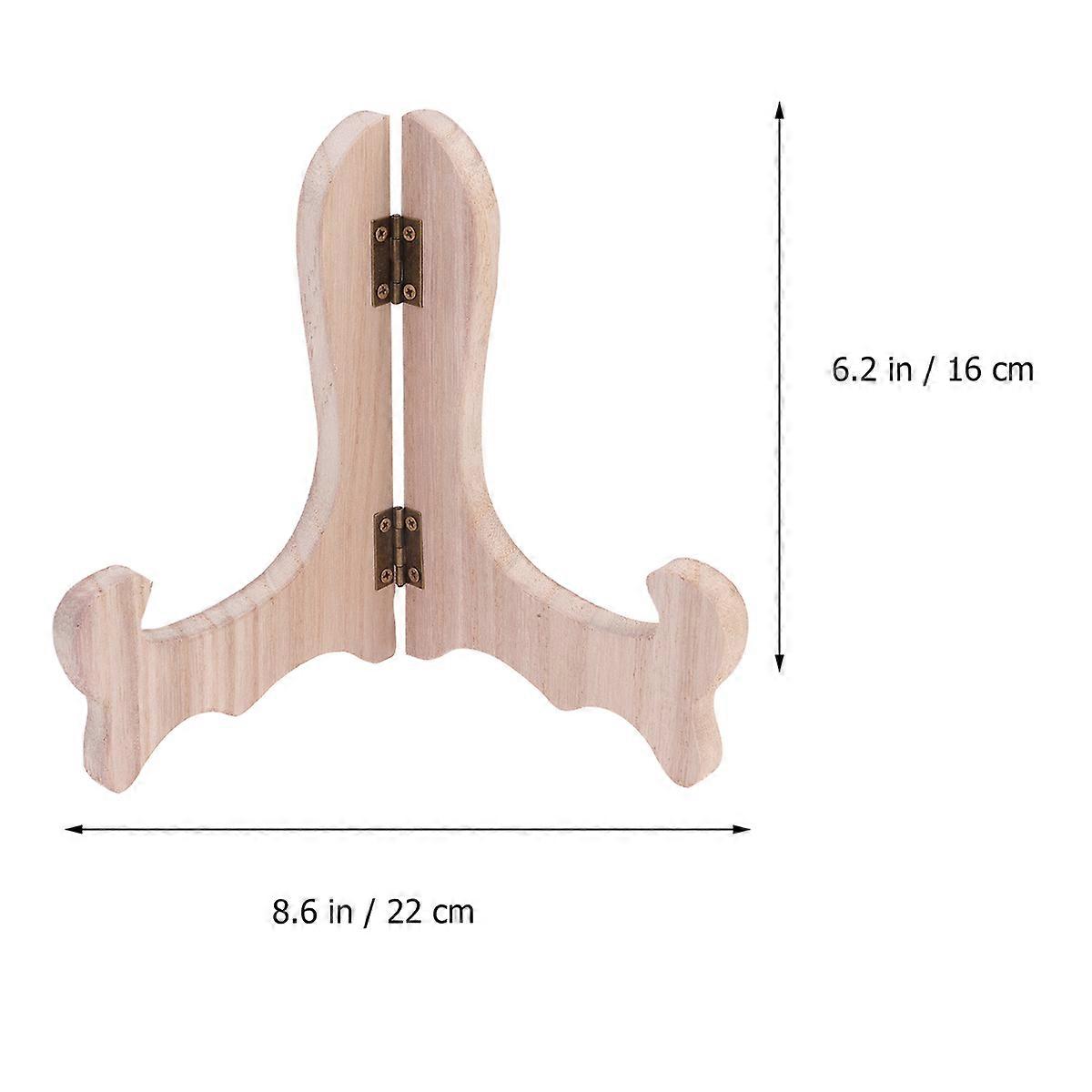 4PCS Plate Tea Cake Display Stand Tea Biscuit Dish Easel Rack Desktop Display Holder for Home Party Shop Size L (Paulownia Color)