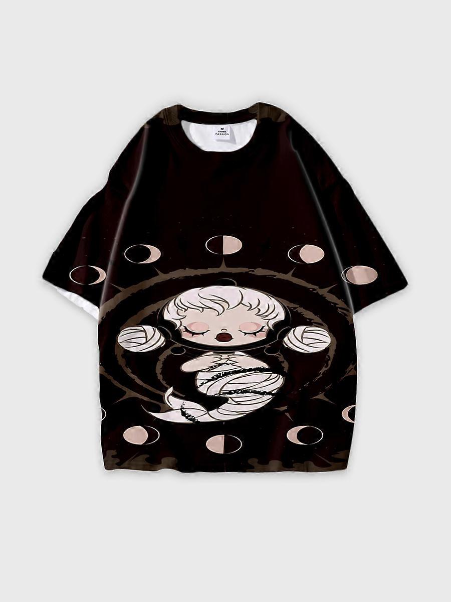 T-shirt round neck Pattern loose short sleeve B1908