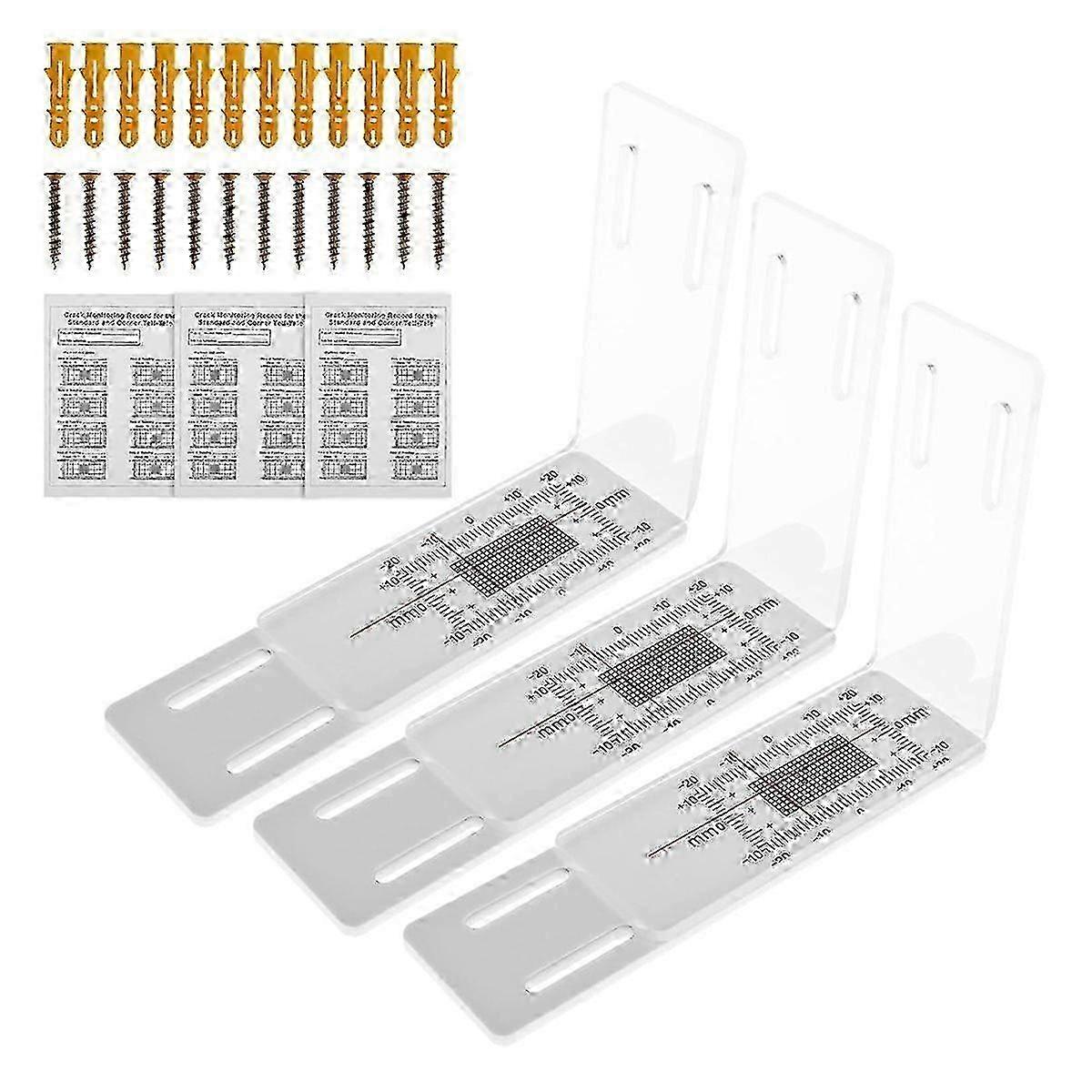 3 Pcs Crack Monitor, Crack Monitoring Record, Concrete Crack Monitor, hwy