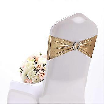 Lot de 10 nuds de Chaise Extensible avec Boucle en lasthanne - pour Mariage, htel, dcoration d'intrieur (Or)