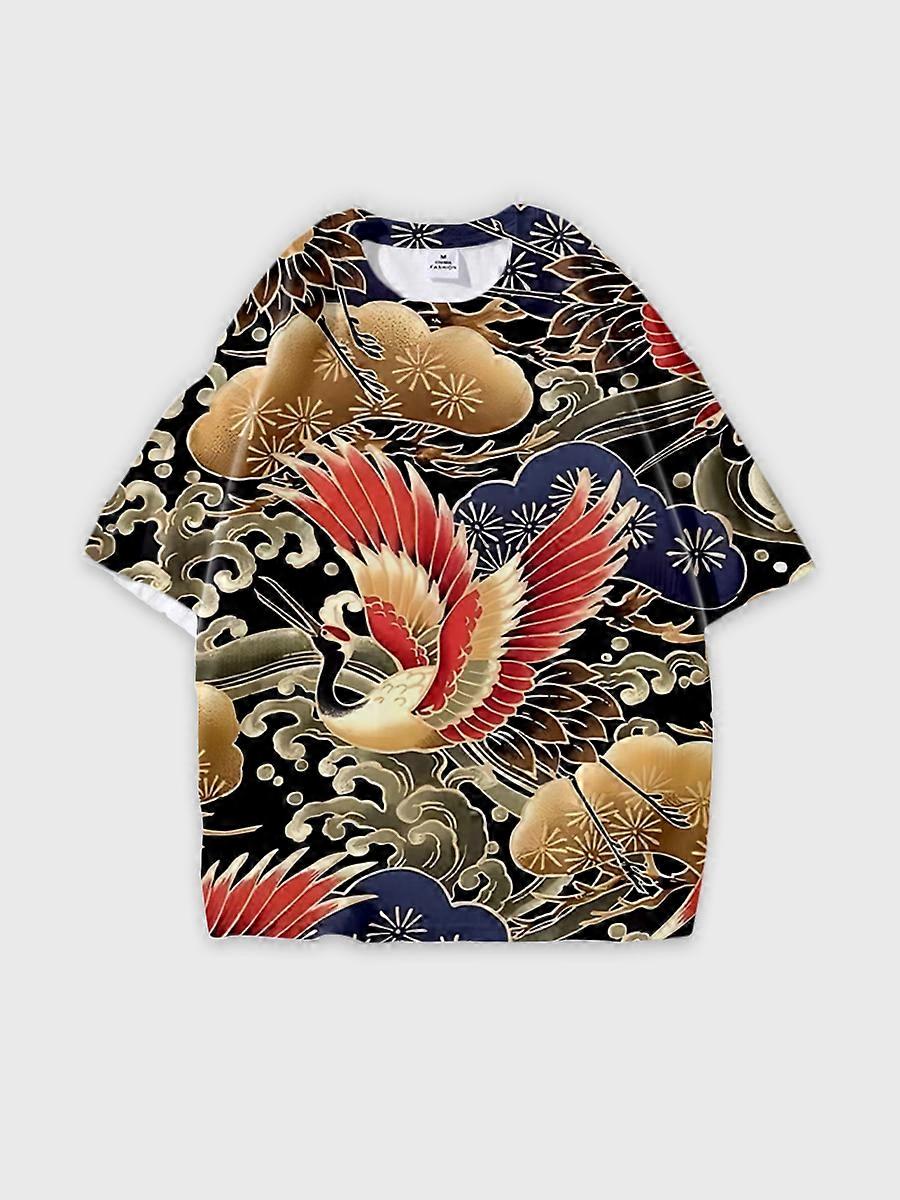 T-shirt round neck Pattern loose short sleeve P1595