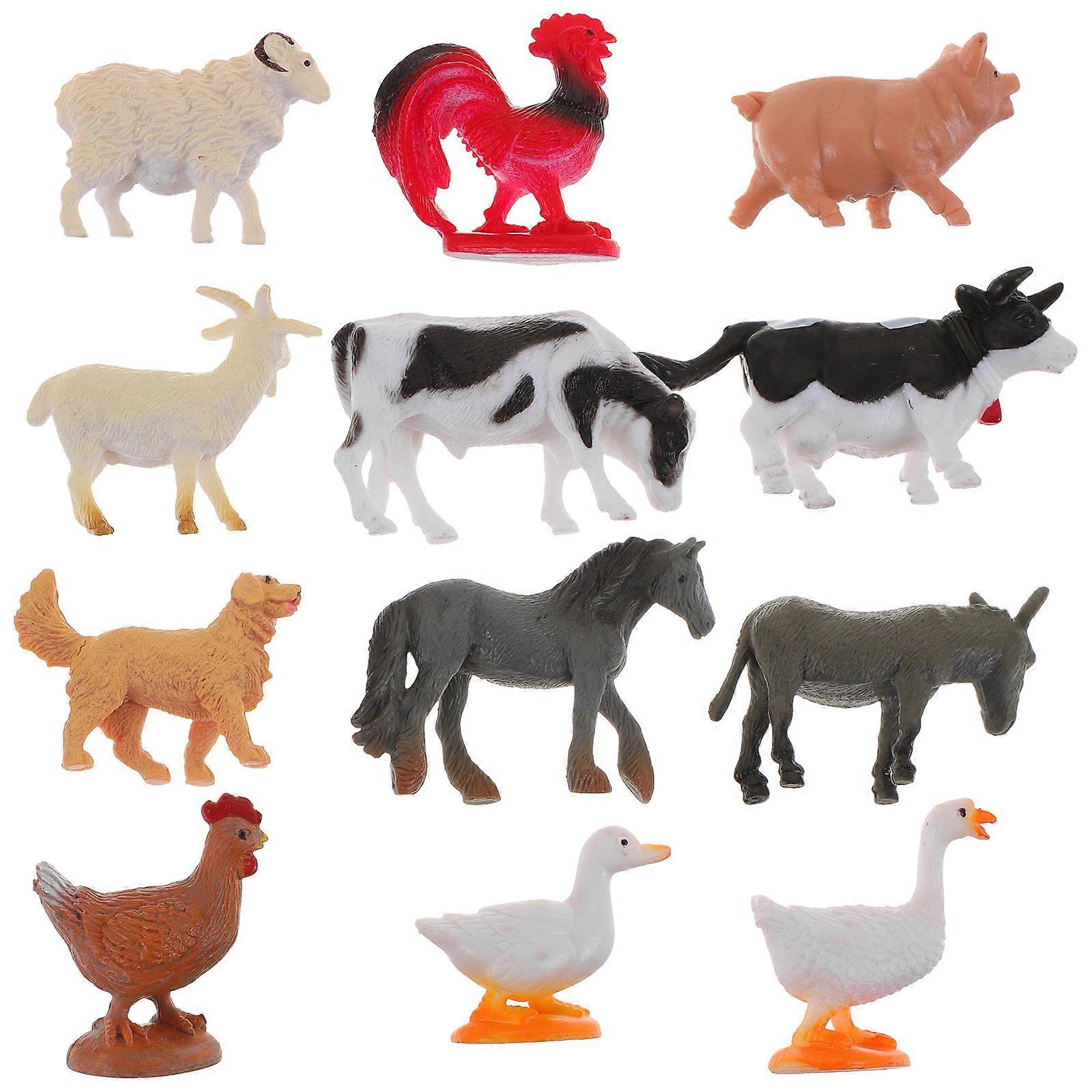 Mini Animal Figurines for Decoration Use Made from PVC in Assorted Colors 12pcs