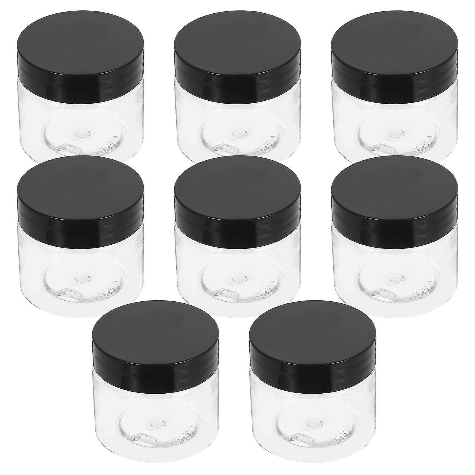 8 pcs Round Clear Plastic Containers with Wide Mouth and Lids for Cream Jars