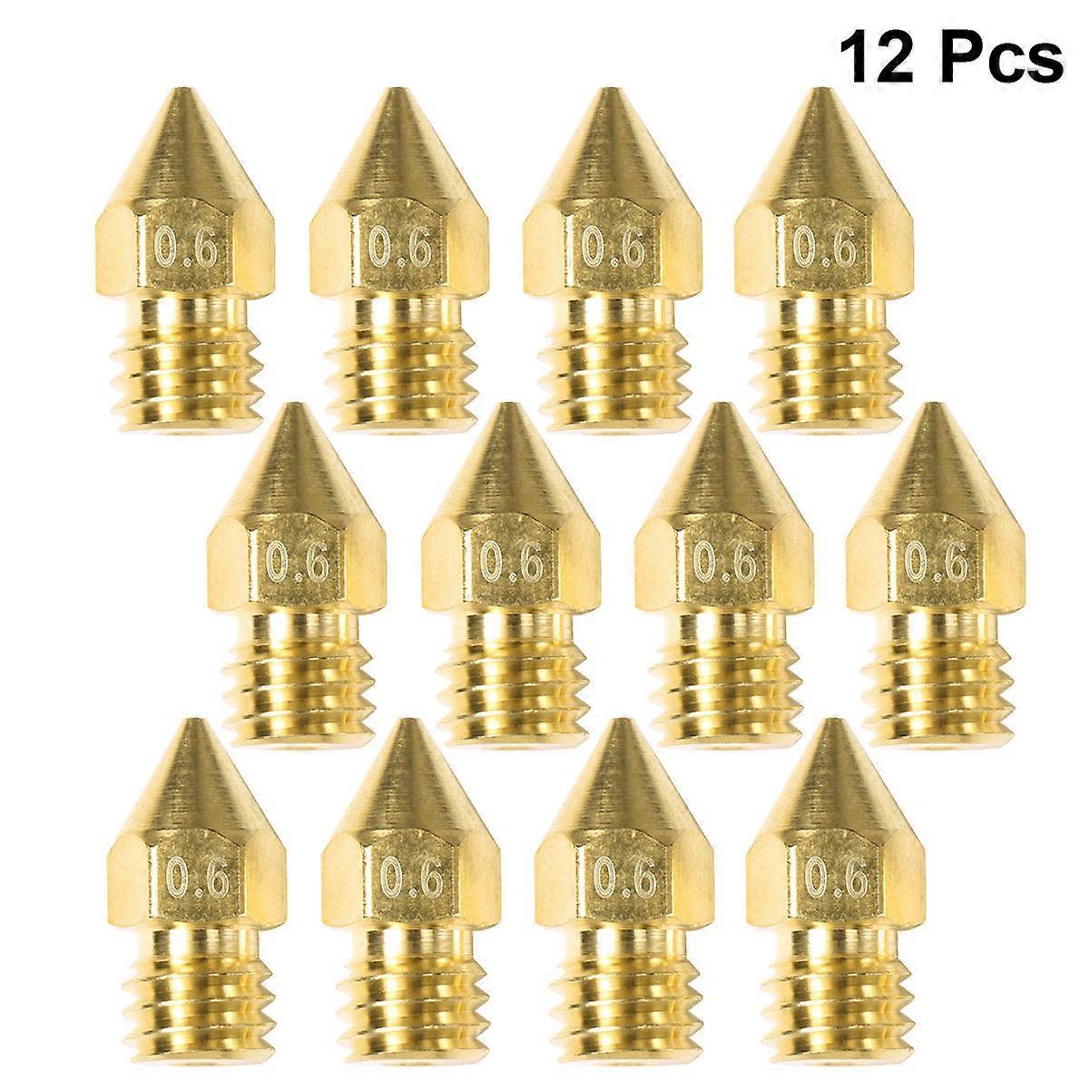 Printer Nozzle Cleaning Kit Precision Brass Nozzle 3D Printing 1.75mm 0.6mm Easy To Install And Replace 12Pcs