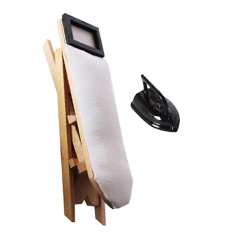 Miniature Ironing Table Decors Mini Clothes Iron Dollhouse Collectors Black .2×3.1×1.1in 2Pcs