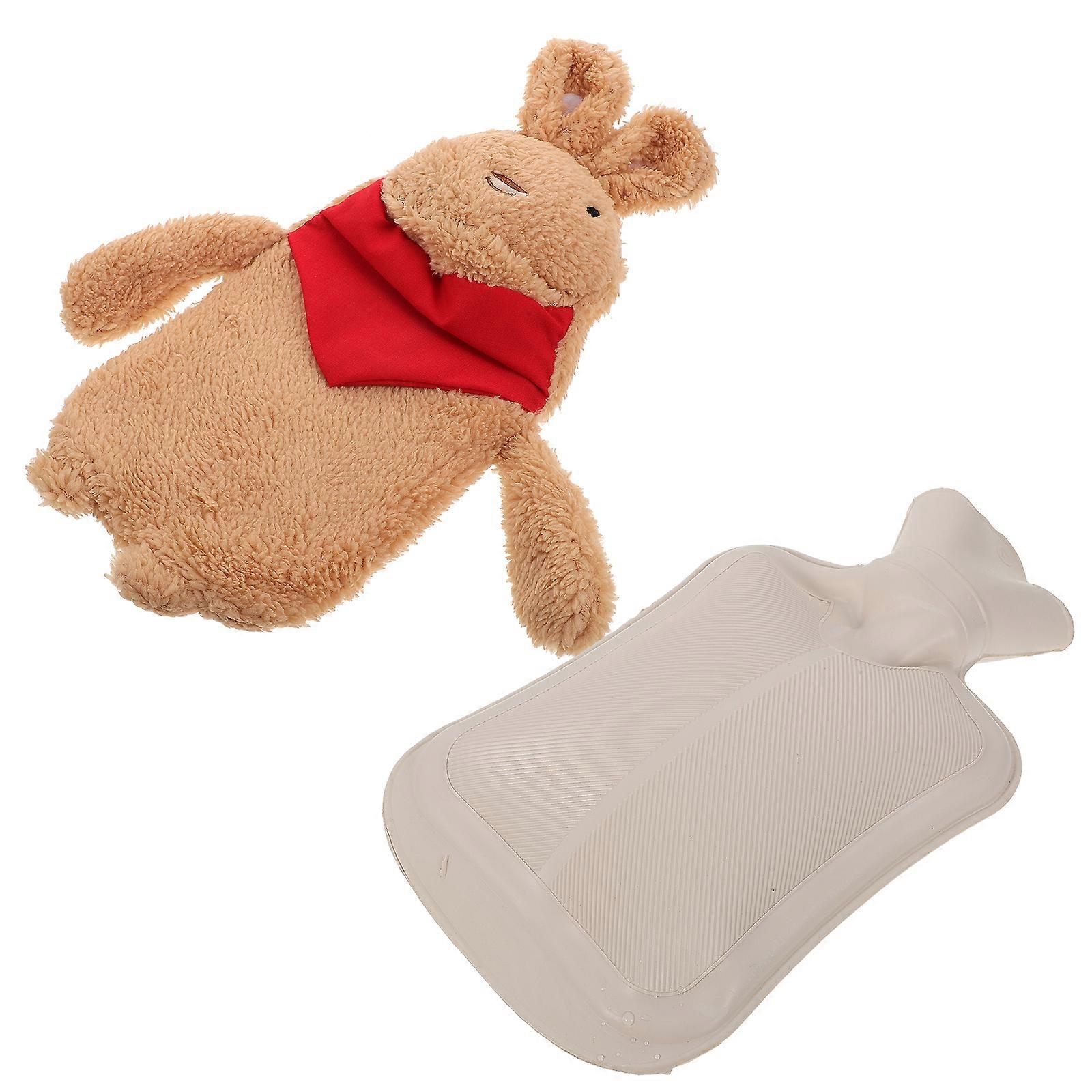 Durable Hot Water Bag for Home Use Brown Rubber and Plush Hand Warmer with LeakProof Design 1 Set