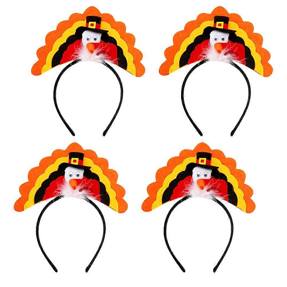 Adorable Thanksgiving Turkey Headbands Party Accessories in Assorted Colors 4Pcs