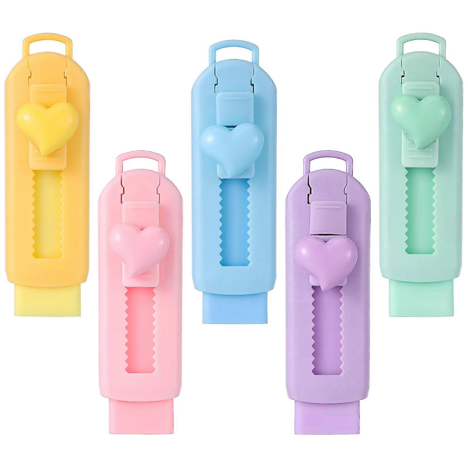 Sliding Retractable Pencil Erasers Rubber Erasers for School 5Pcs Pack