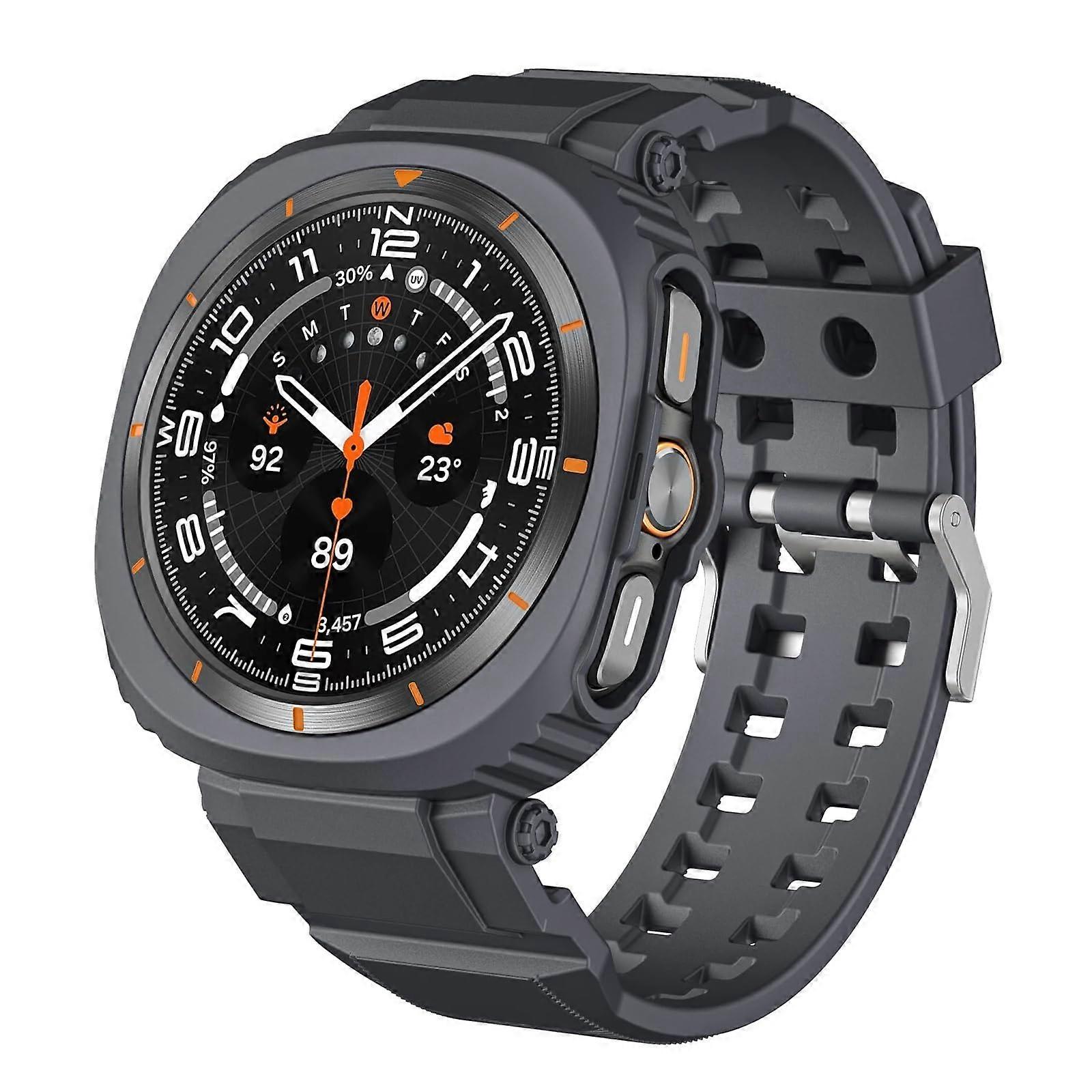 TPU Case for Samsung Galaxy Watch 7 Ultra 47mm, Silicone Band Accessories, Dark Grey Strap for Galaxy Watch 7 Ultra