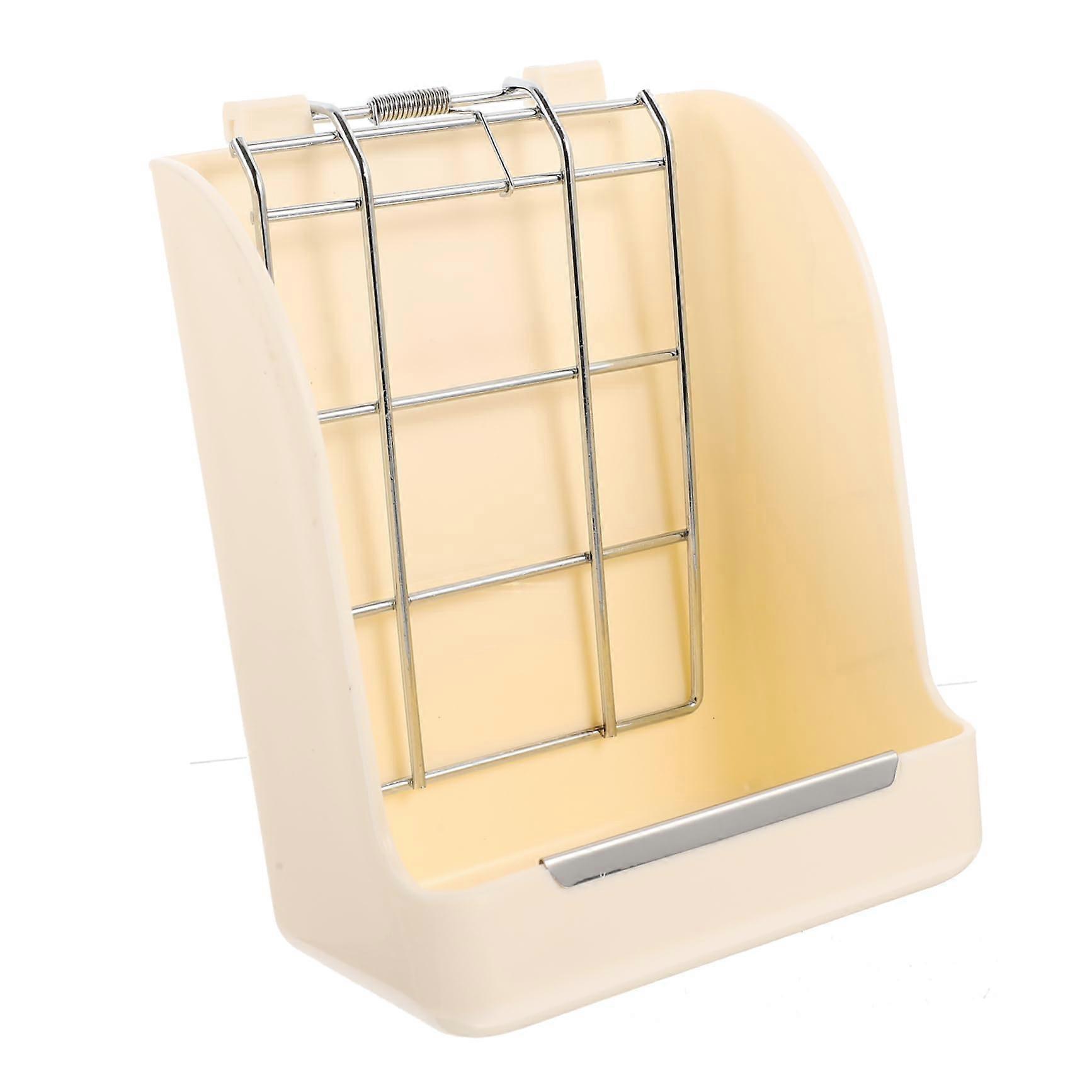 Rabbit Grass Stand Nesting Pig Bedding Feeder Rack for Guinea Pigs, Hamsters, Chinchillas - Galvanised Grid, White