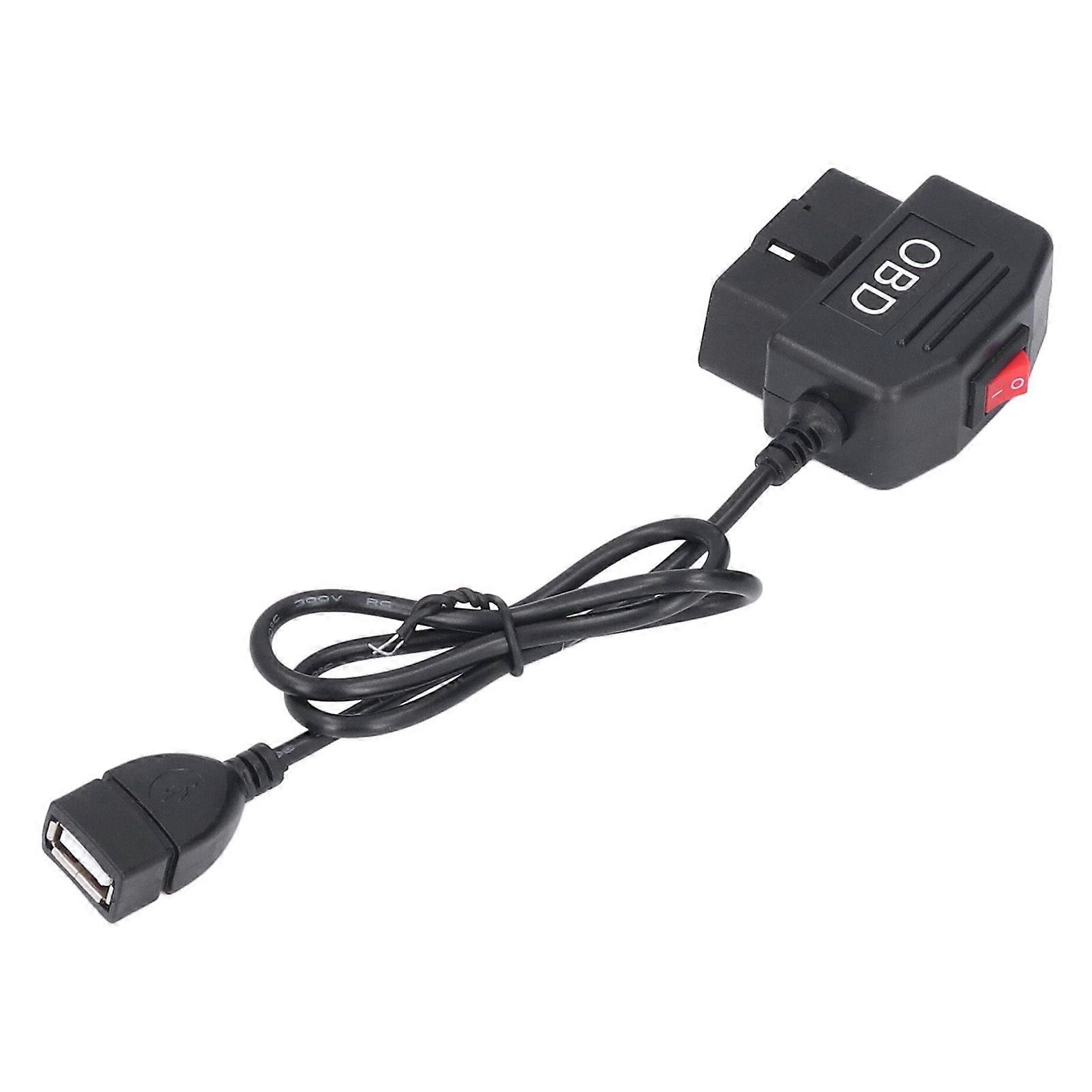 OBD power adapter cable with switch button for dash camera