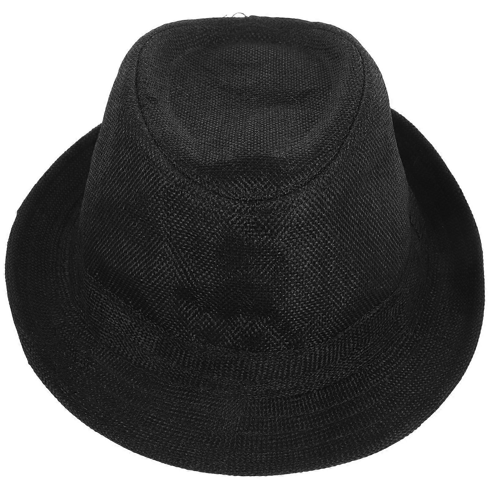 Children's Fedora Hats 1 Set Gentleman Kids Dancing Performance Hat for Girth of 58cm Black