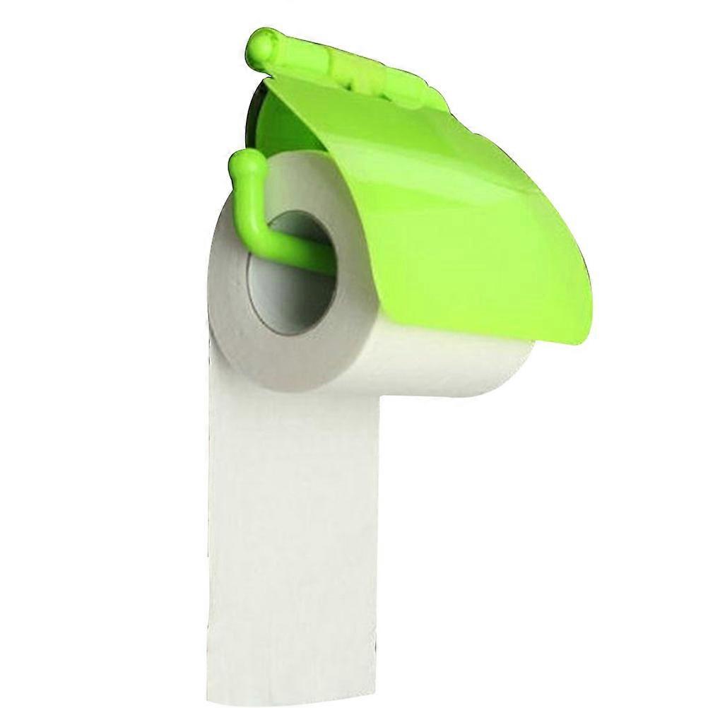 Wall Mounted Tissue Box with Cover in Green Plastic for Bathroom Use Suitable for Roll Diameter under 14cm and Length under 11cm