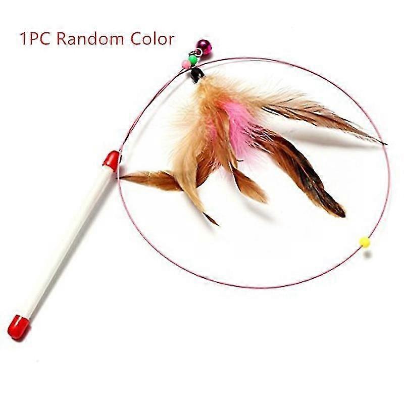 Cat Feather Teaser Wand with Bell Interactive Toy
